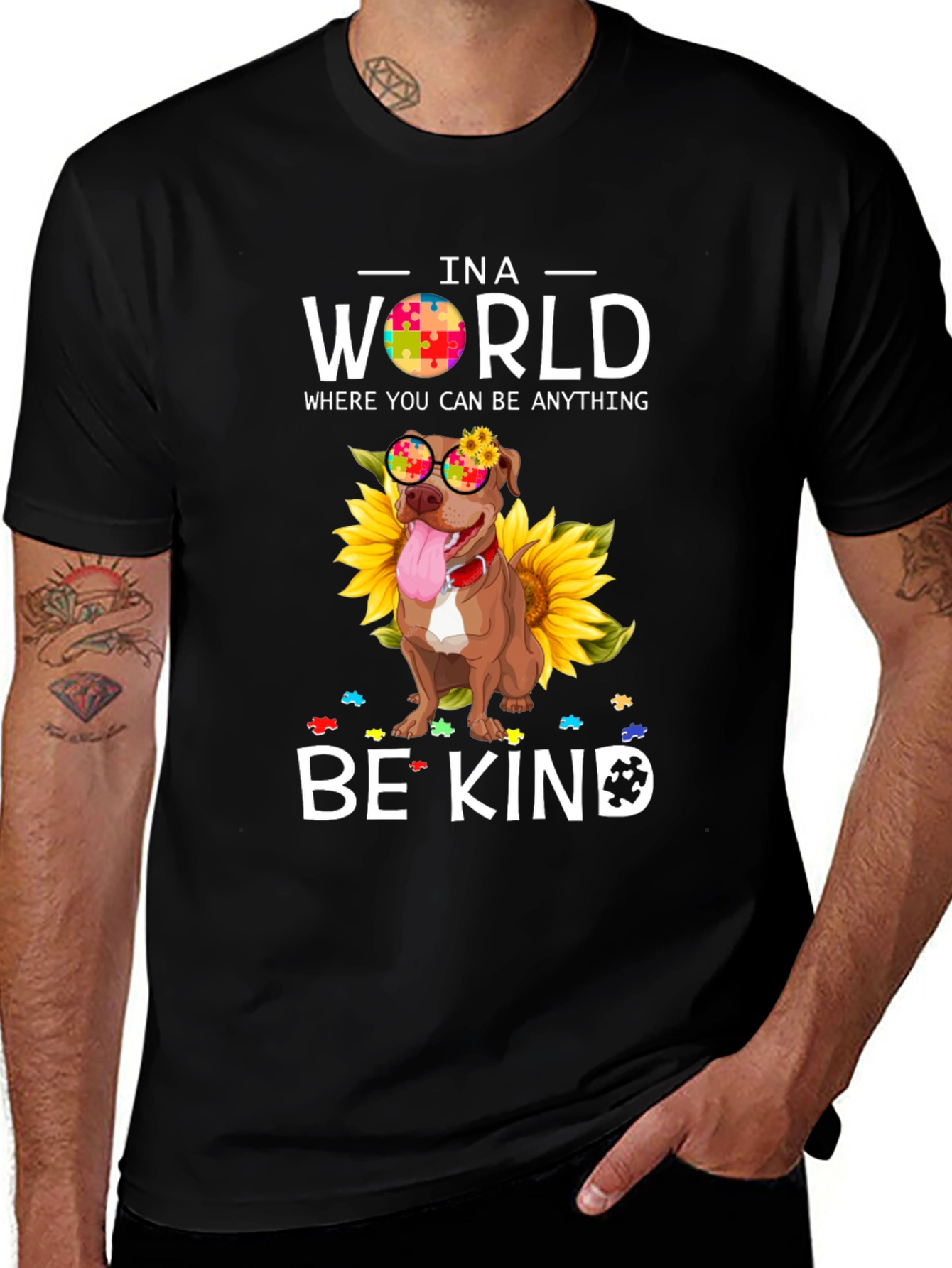 Be Kind Pitbull Autism Awareness T-Shirt