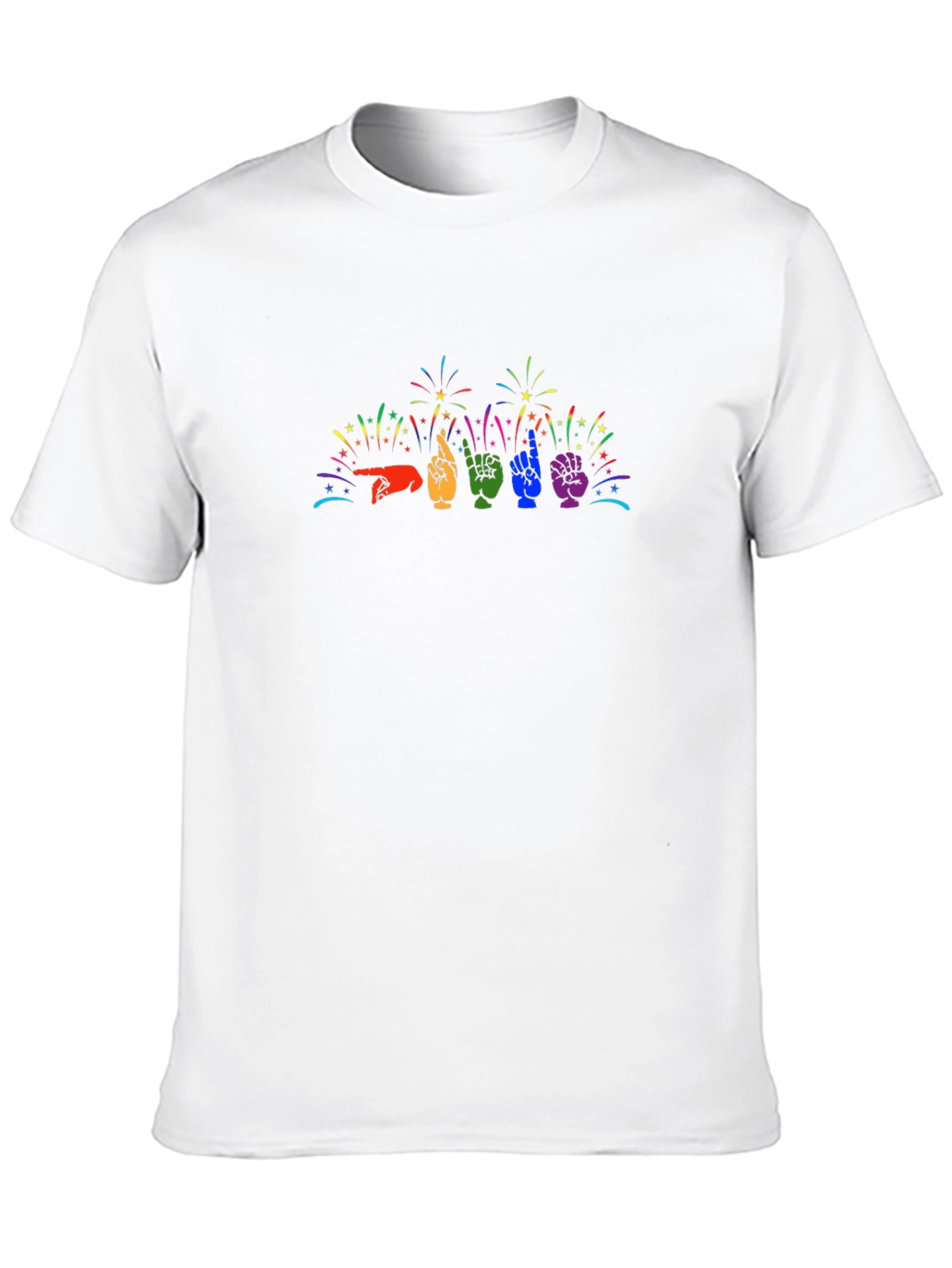 Pride ASL Hand Sign Fireworks Graphic Tee