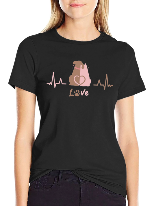 Dog Love ECG Black T-Shirt