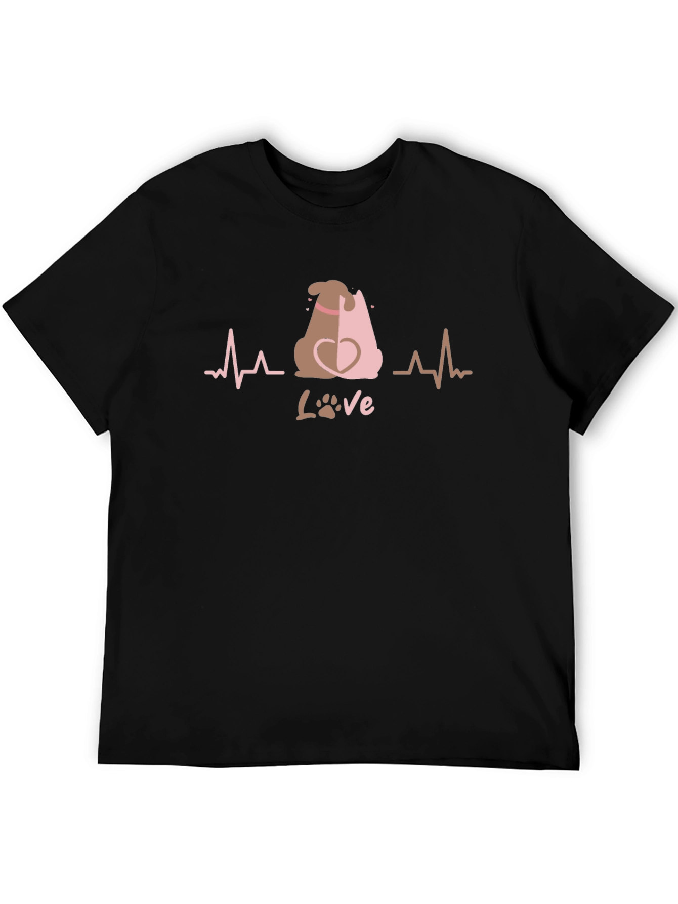 Dog Love ECG Black T-Shirt