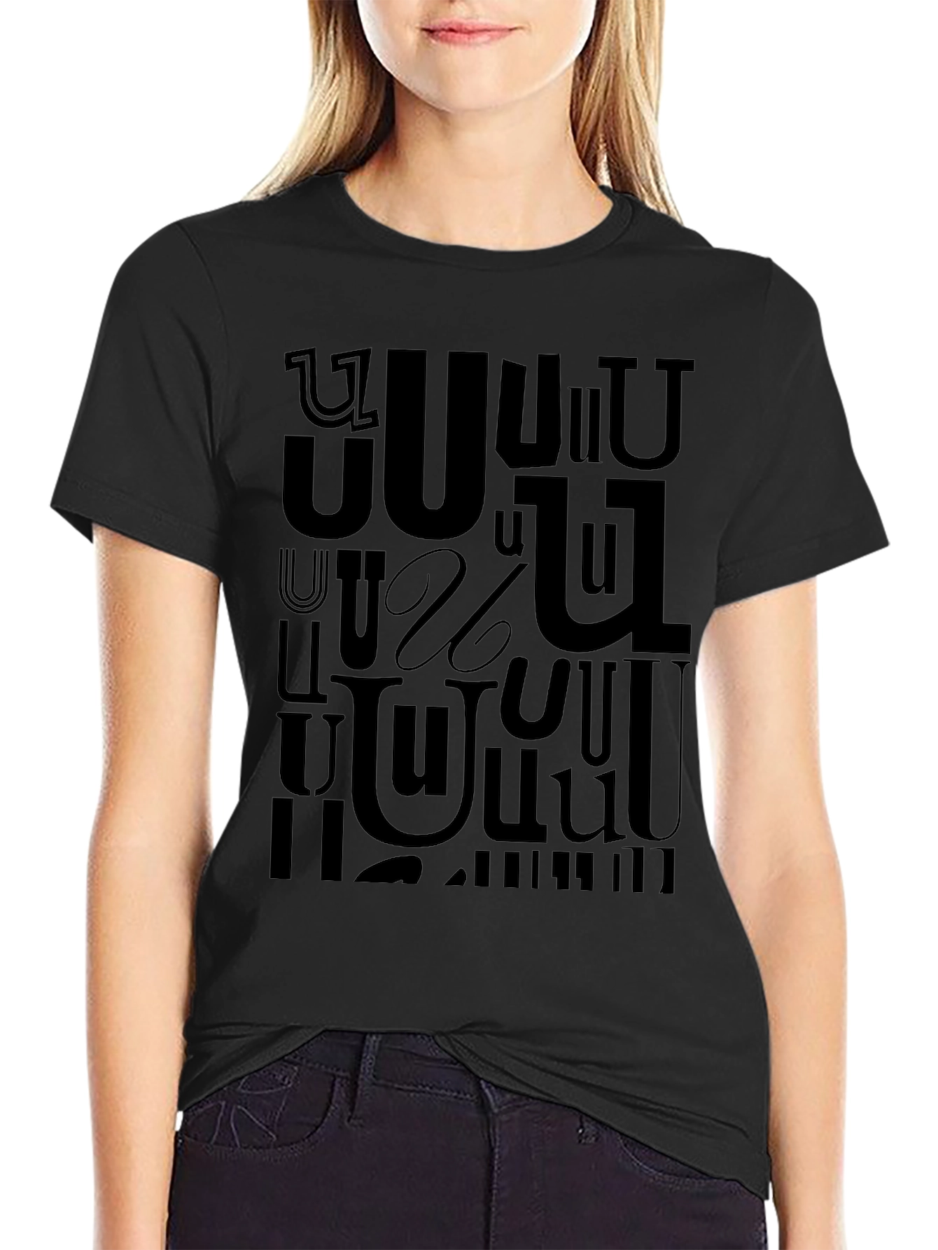 Black Armenian Alphabet Graphic T-Shirt