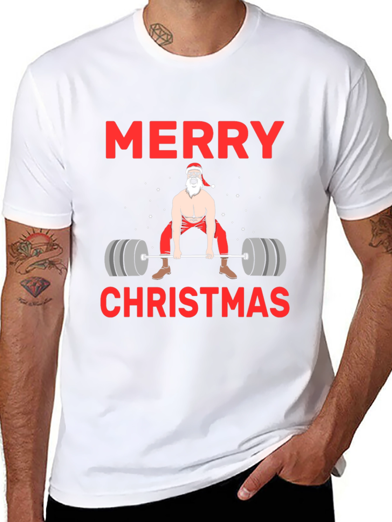 Funny Christmas Gym Santa Lifting T-Shirt