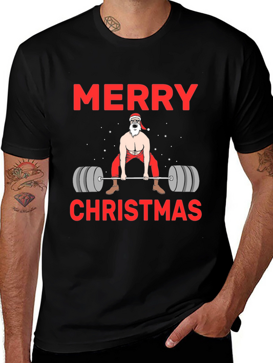 Funny Christmas Gym Santa Lifting T-Shirt