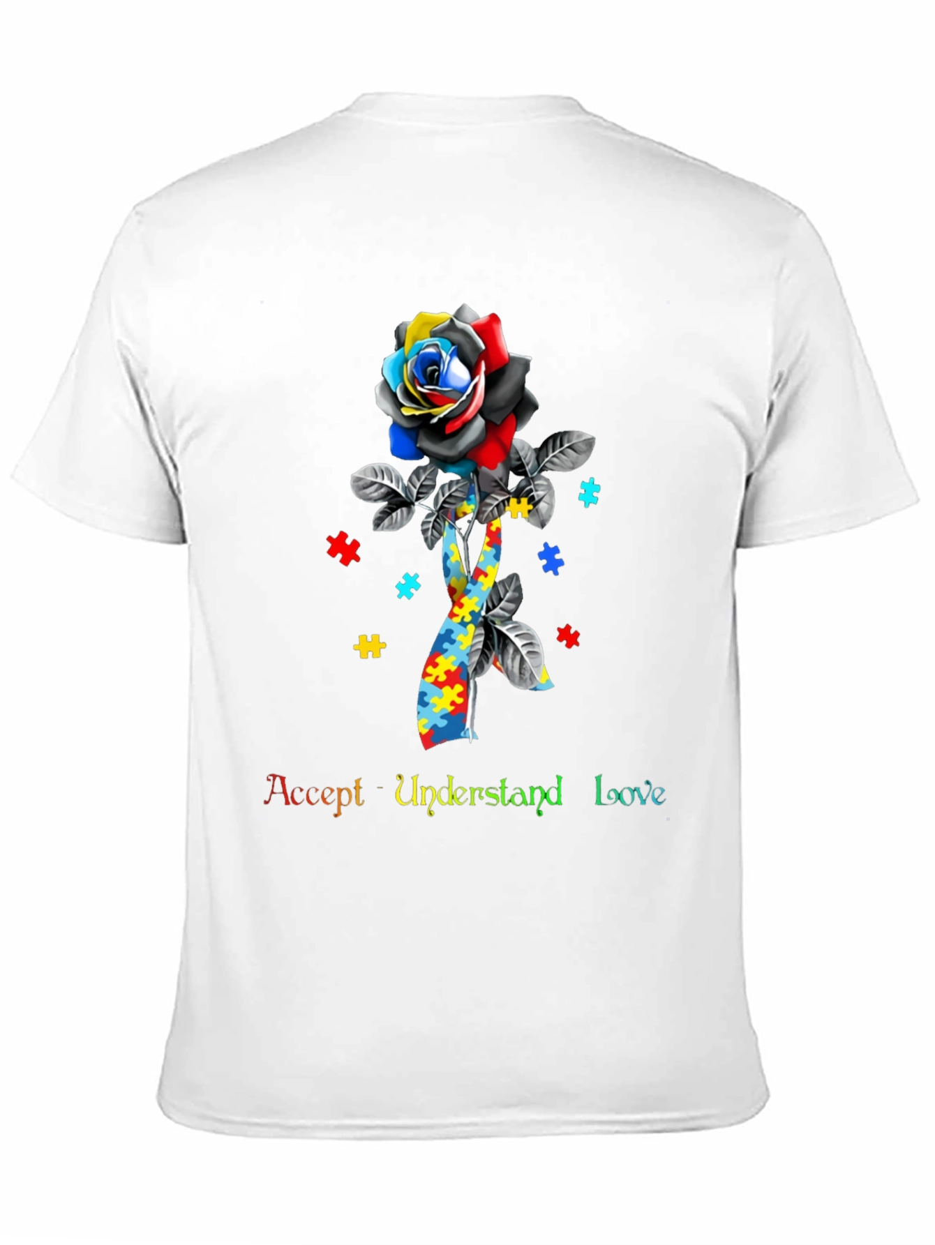 Autism Awareness Rose Ribbon T-Shirt