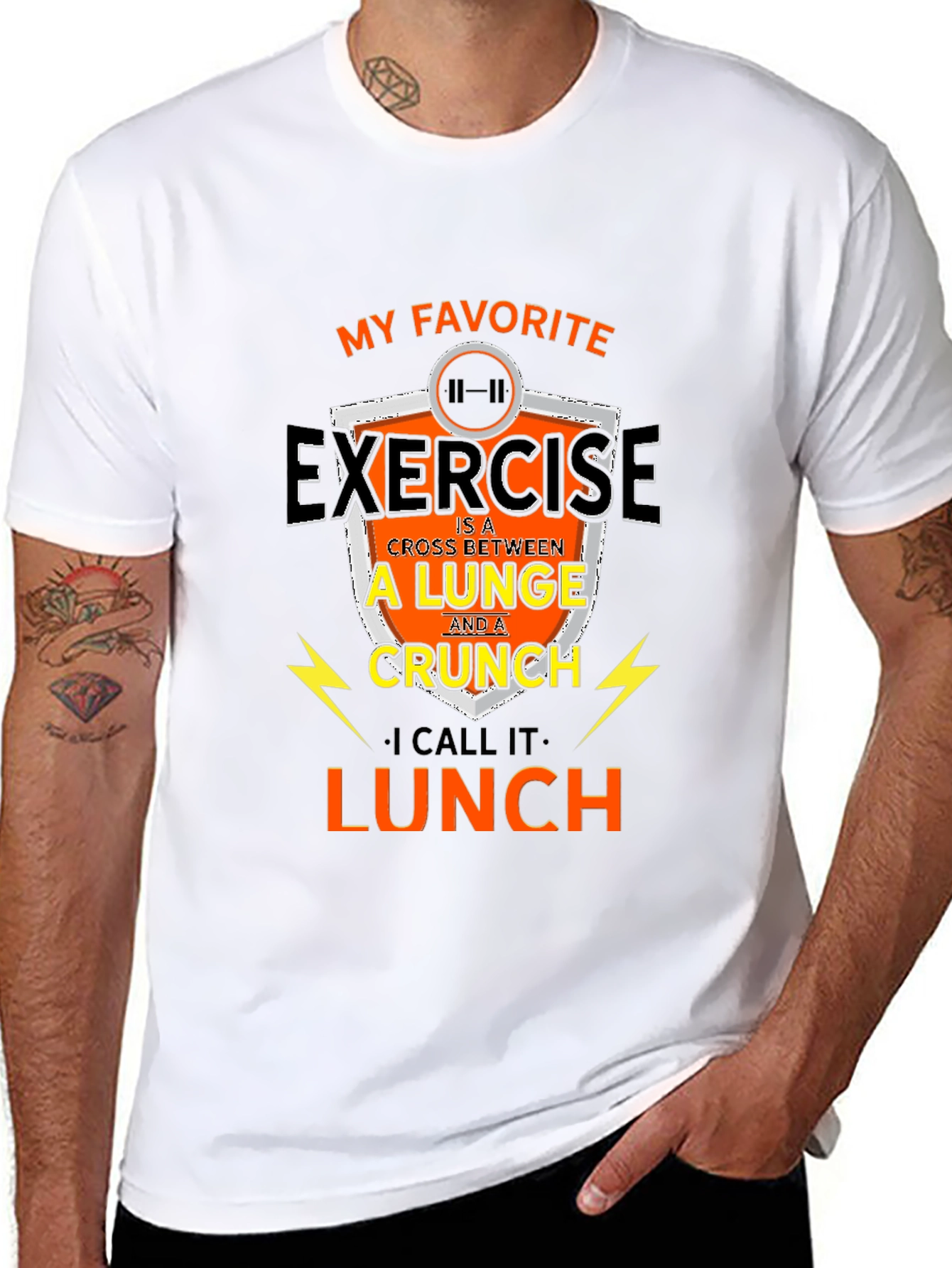 Funny Exercise Lunge Crunch Lunch Gym Workout T-Shirt