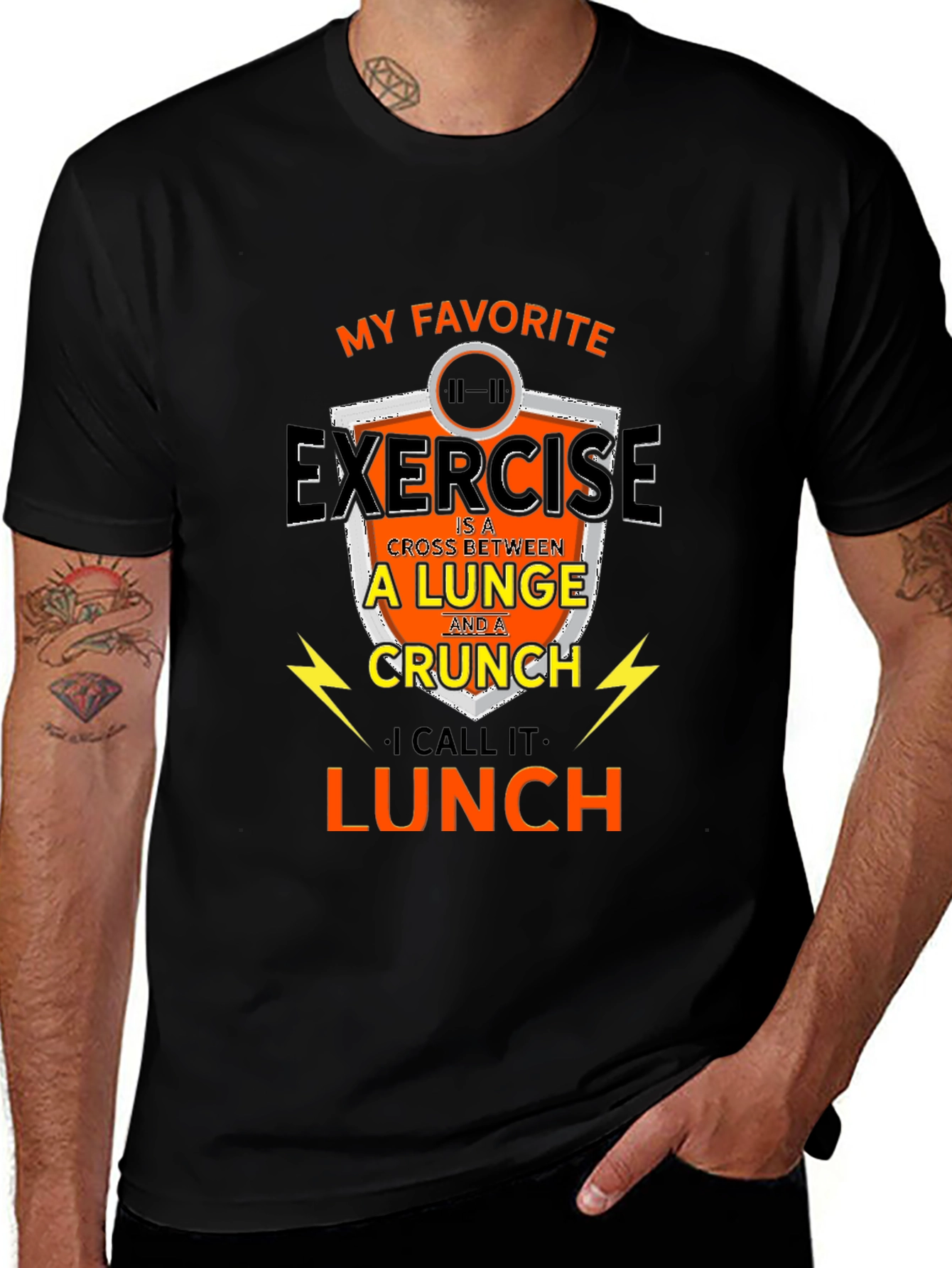 Funny Exercise Lunge Crunch Lunch Gym Workout T-Shirt