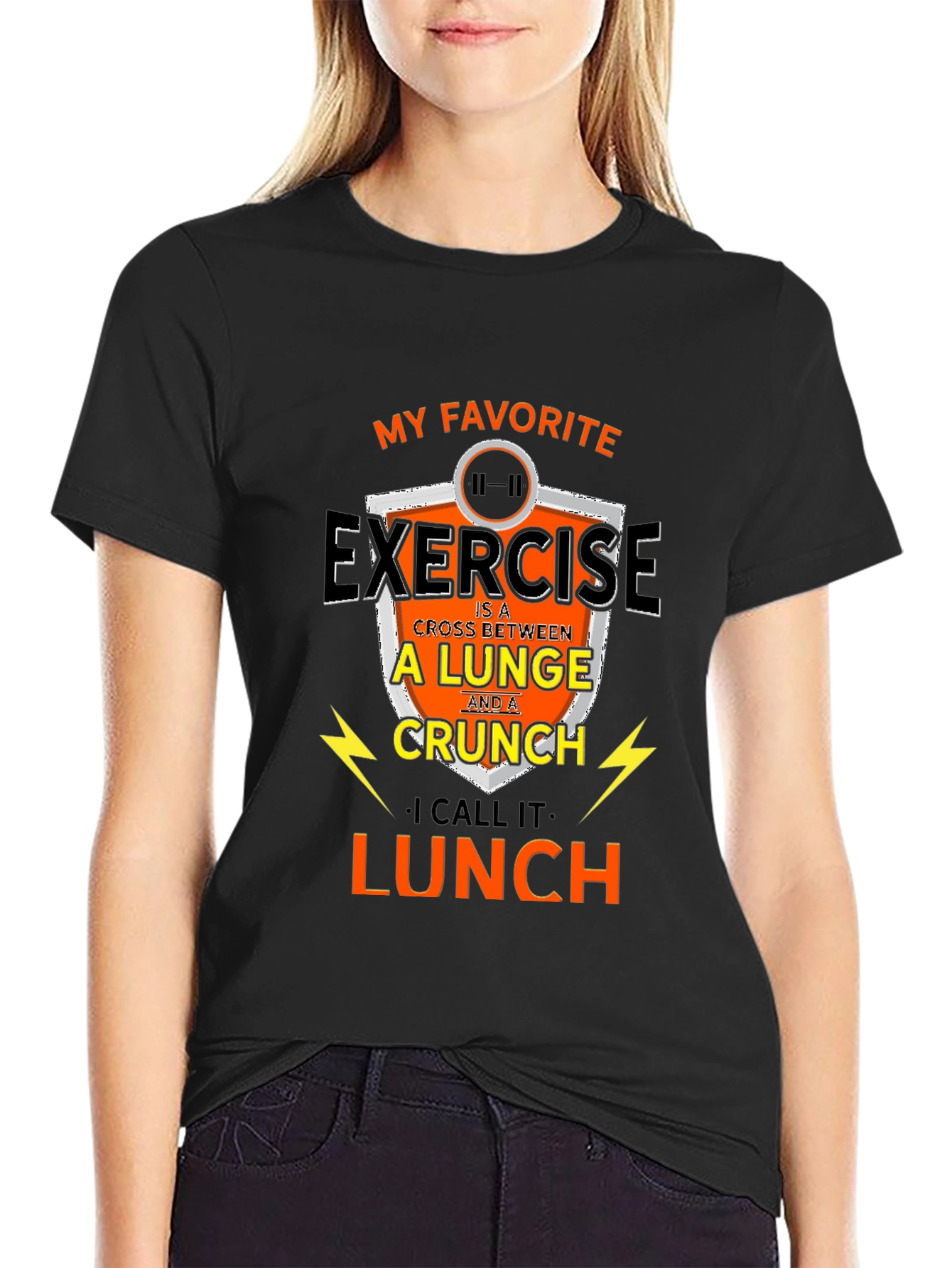 Funny Exercise Lunge Crunch Lunch Gym Workout T-Shirt
