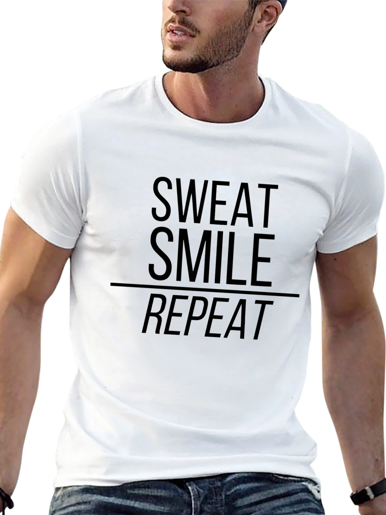 Sweat Smile Repeat Graphic Tee - Black