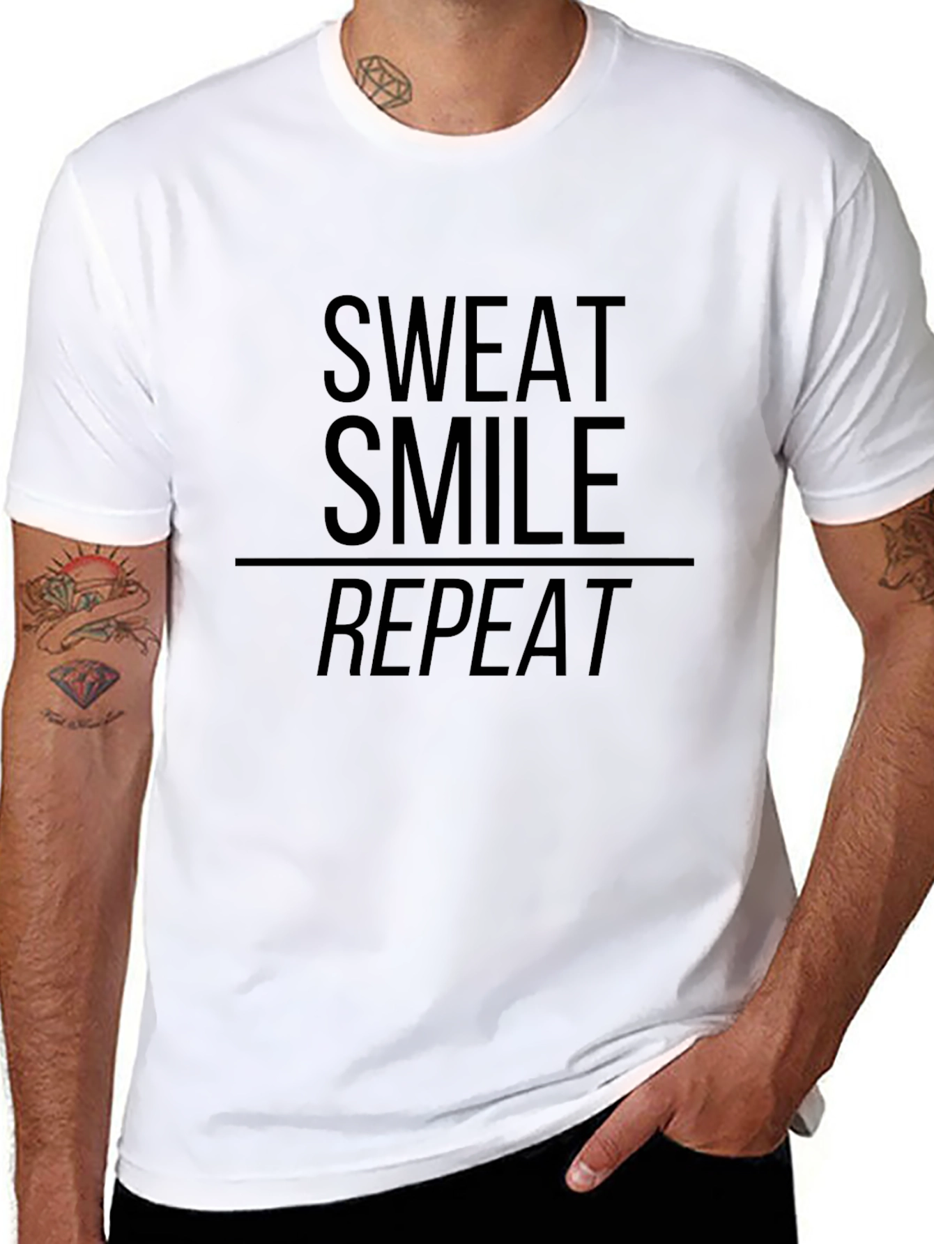 Sweat Smile Repeat Graphic Tee - Black