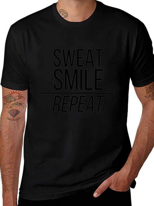 Sweat Smile Repeat Graphic Tee - Black