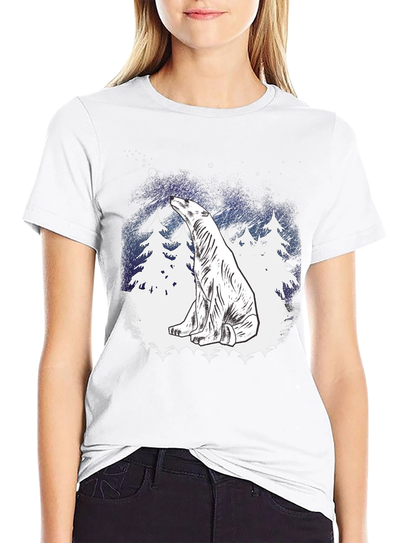 Polar Bear Stargazing Graphic Tee