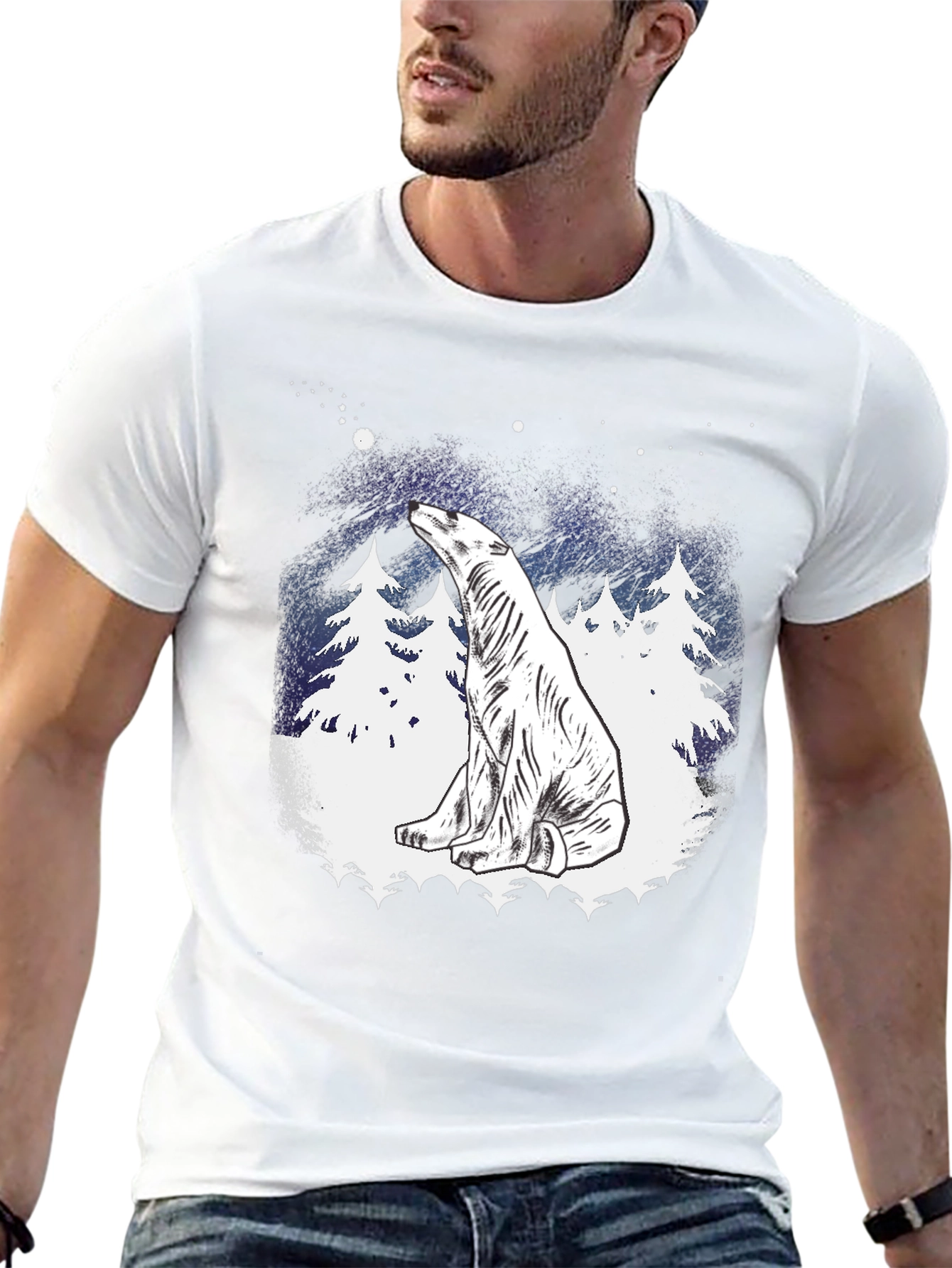 Polar Bear Stargazing Graphic Tee
