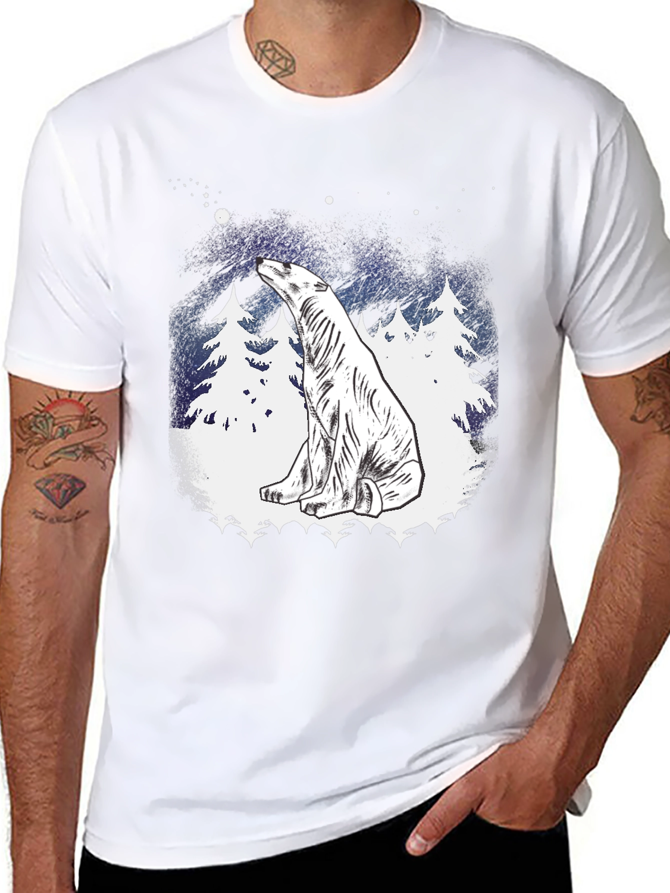 Polar Bear Stargazing Graphic Tee