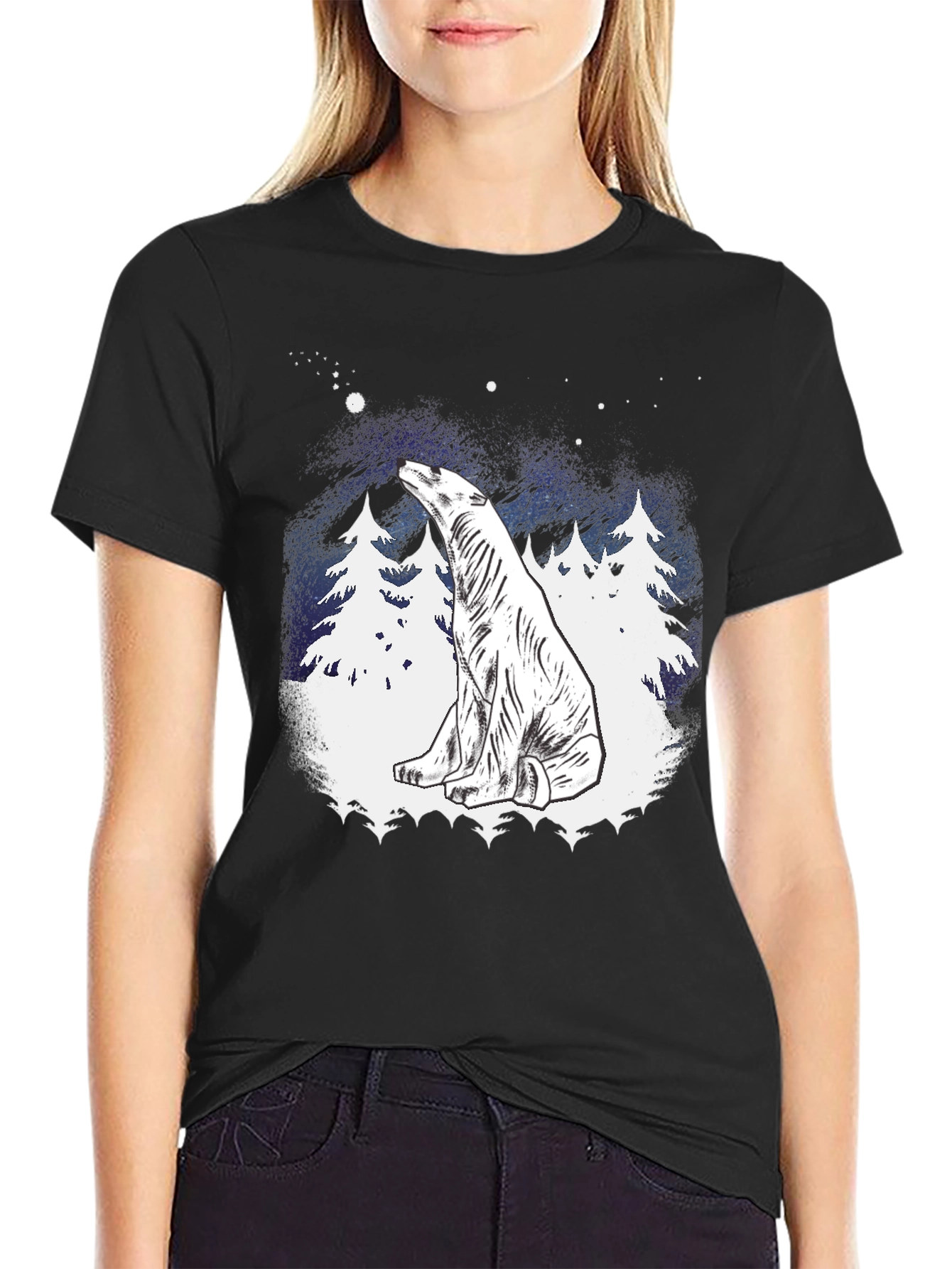 Polar Bear Stargazing Graphic Tee