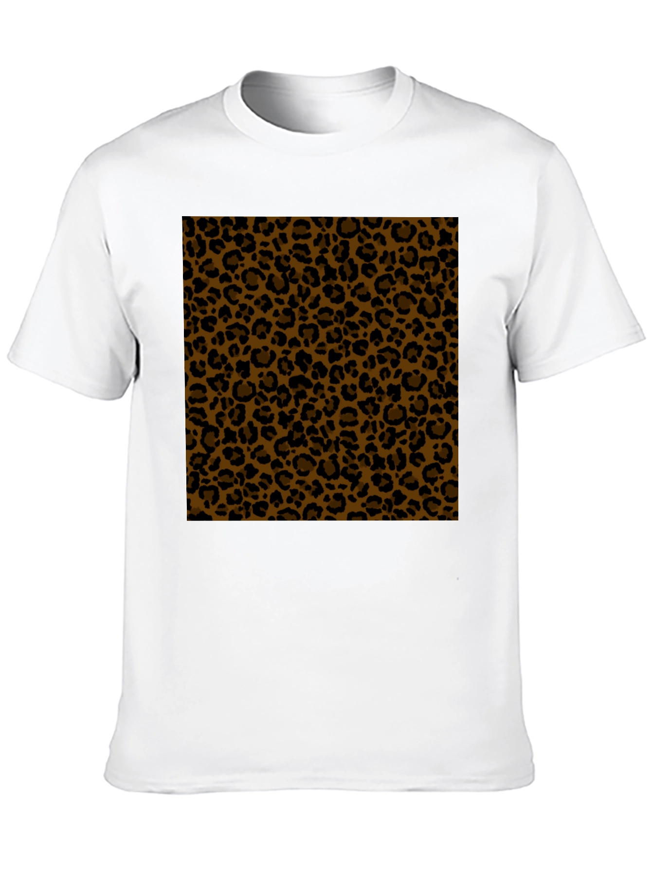 Black Tee with Leopard Print Panel