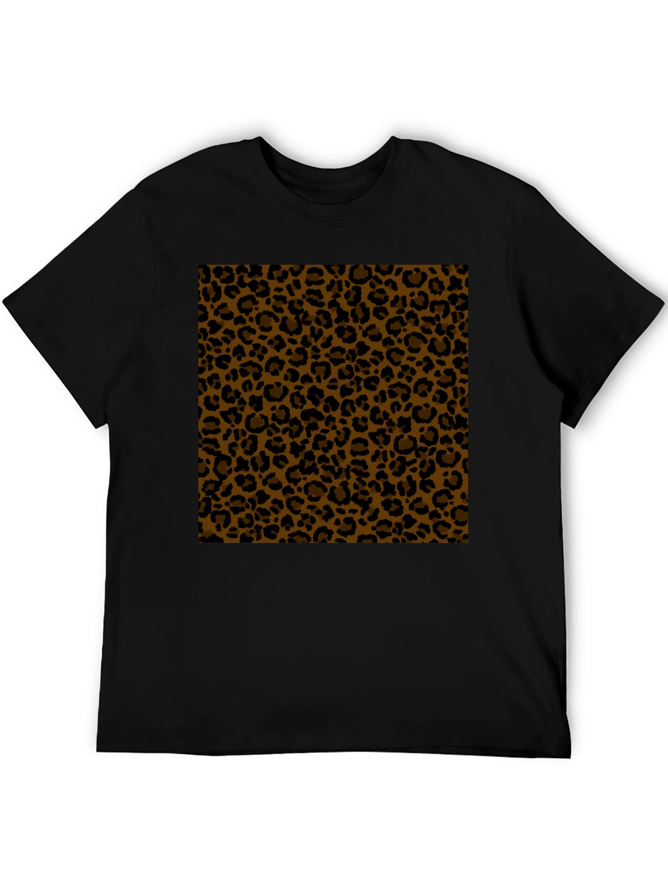 Black Tee with Leopard Print Panel