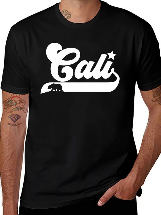 Cali Bear Star Black Graphic T-Shirt