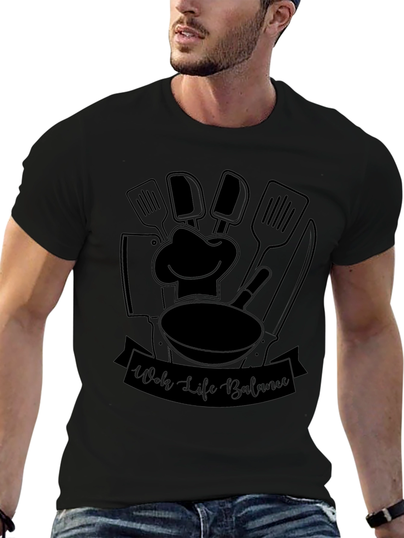 Wok Life Balance Black T-Shirt - Chef Inspired