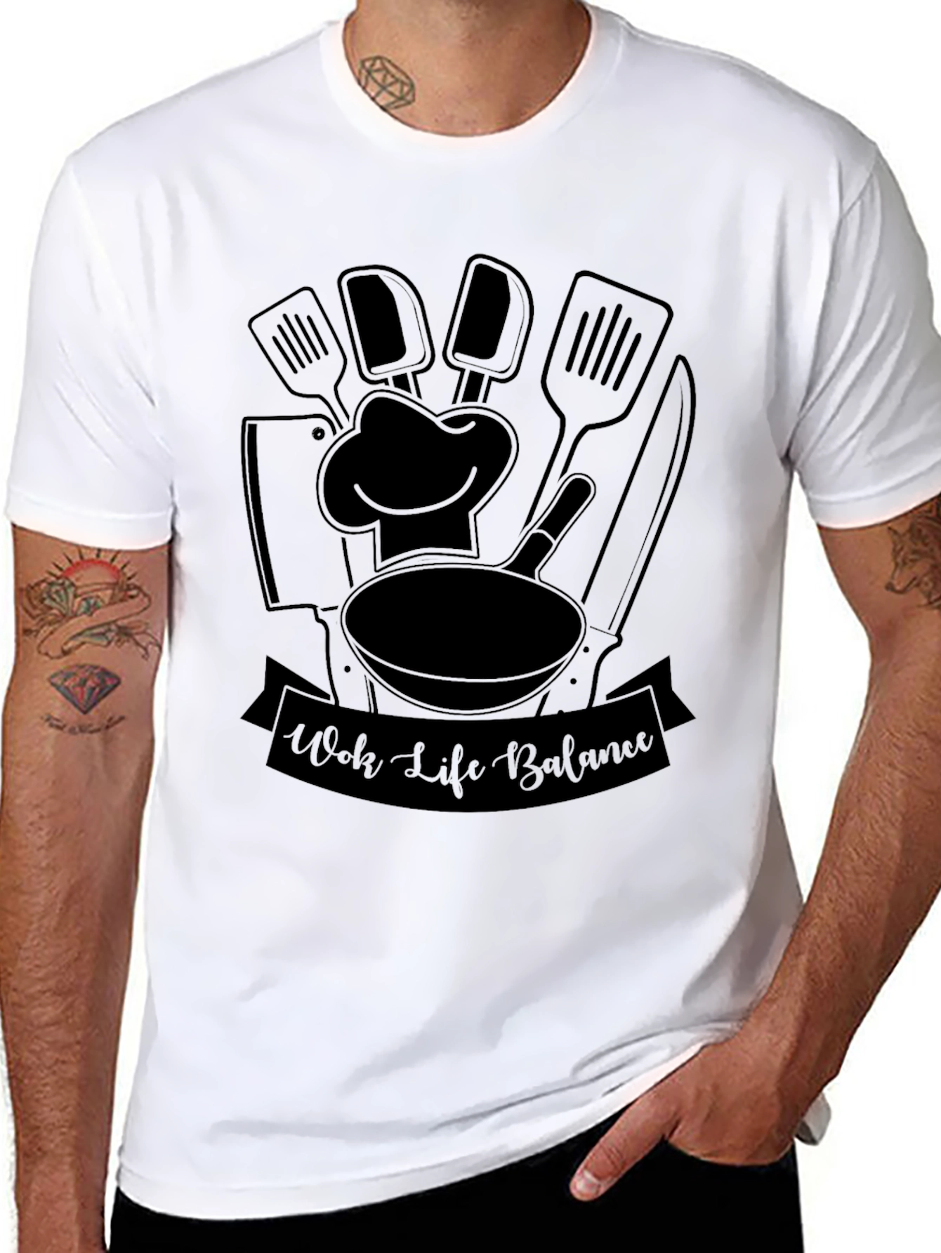 Wok Life Balance Black T-Shirt - Chef Inspired