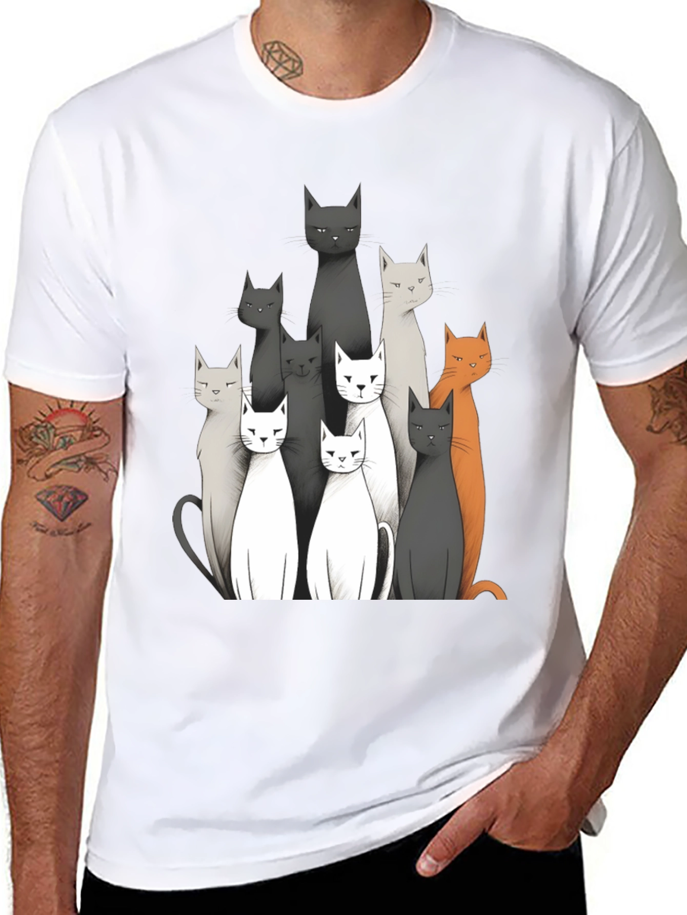 Cat Crew Neck Graphic T-Shirt