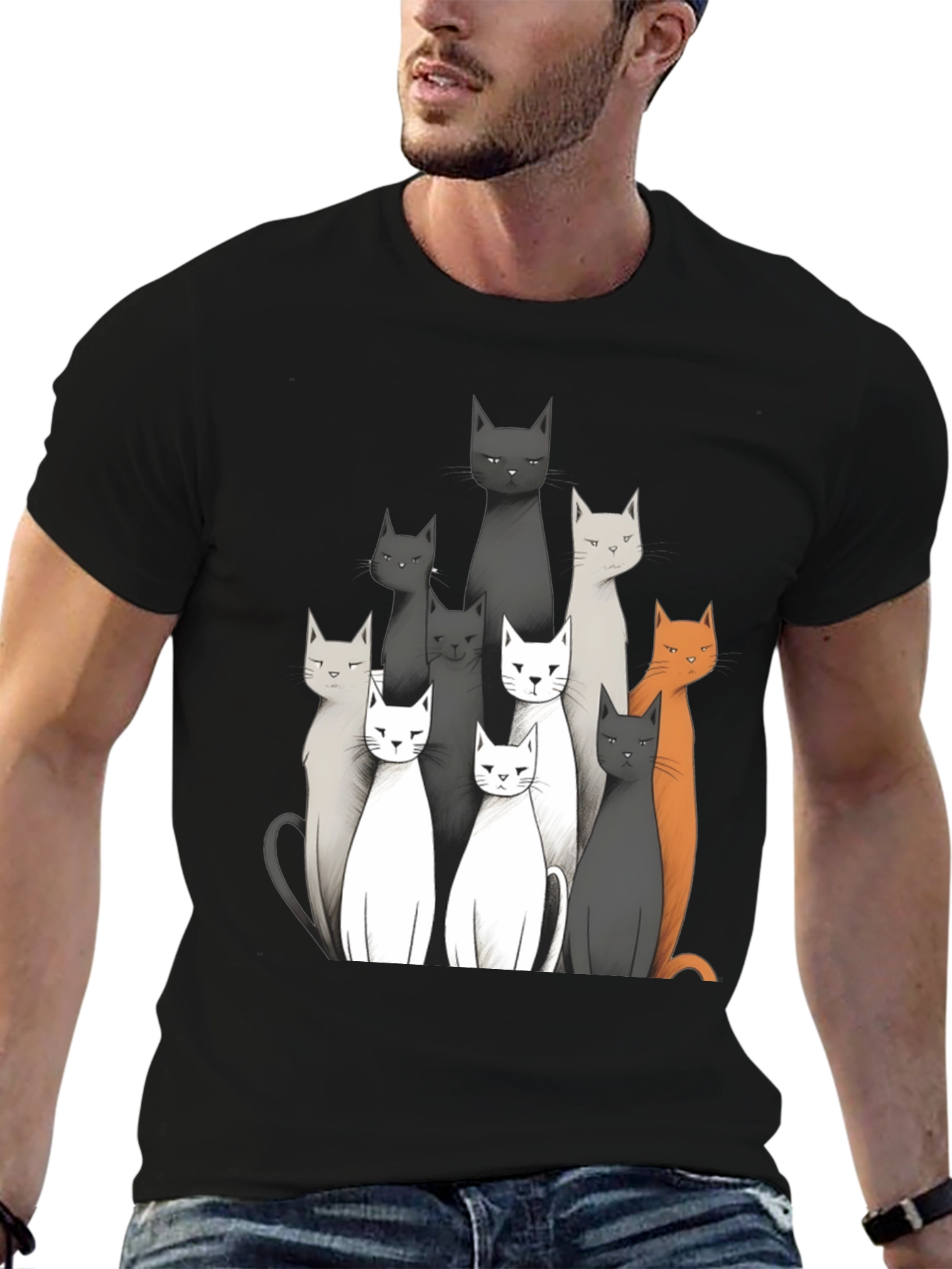 Cat Crew Neck Graphic T-Shirt