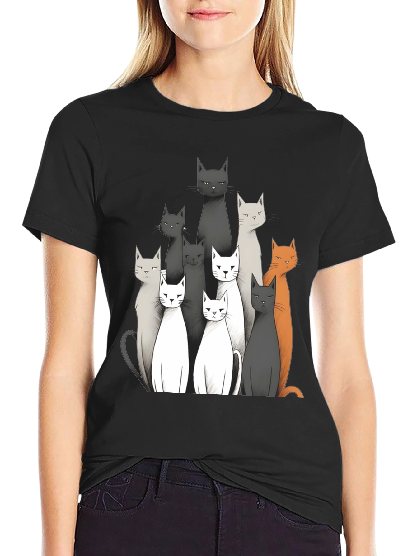 Cat Crew Neck Graphic T-Shirt