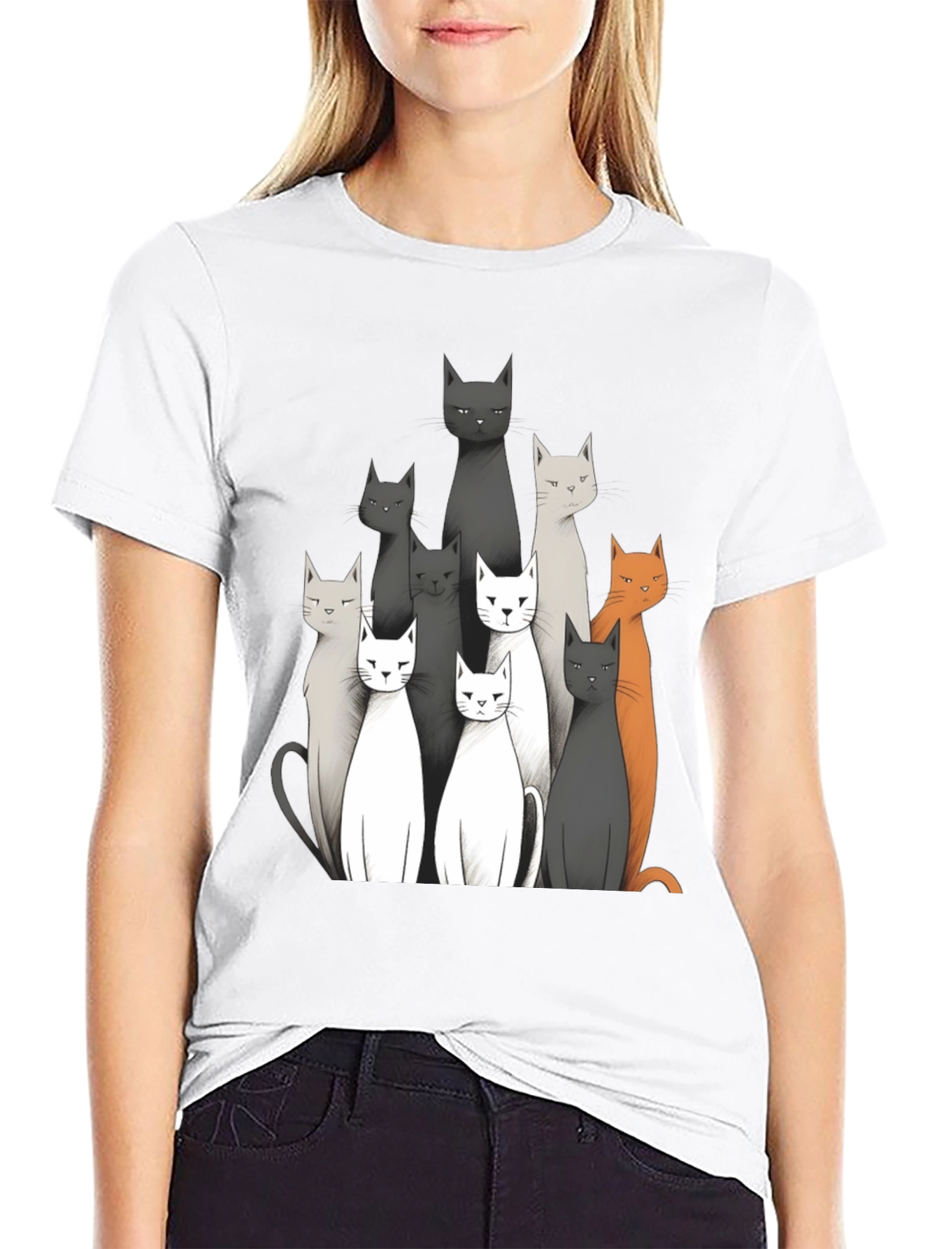 Cat Crew Neck Graphic T-Shirt
