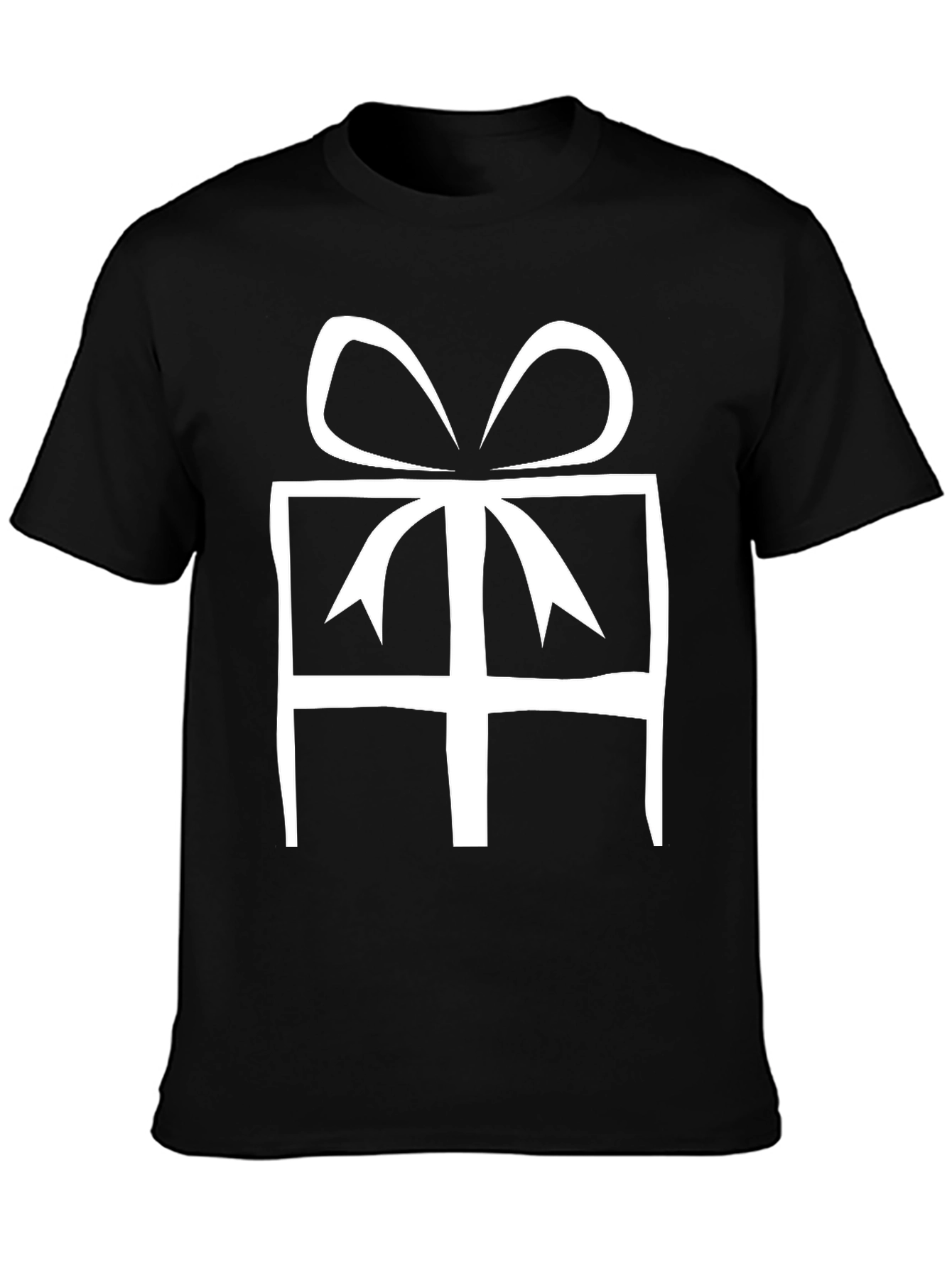 Gift Box Graphic Tee - Black Cotton Casual Wear
