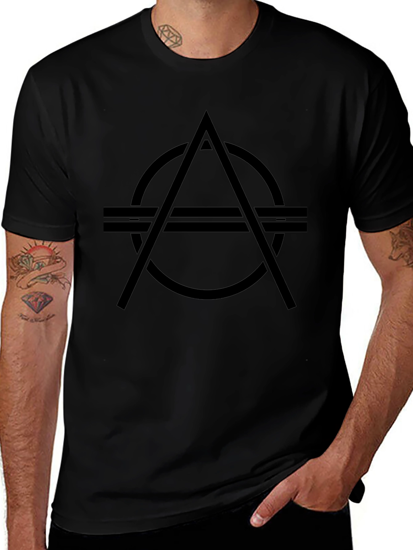 Abstract Symbol Black Graphic T-Shirt