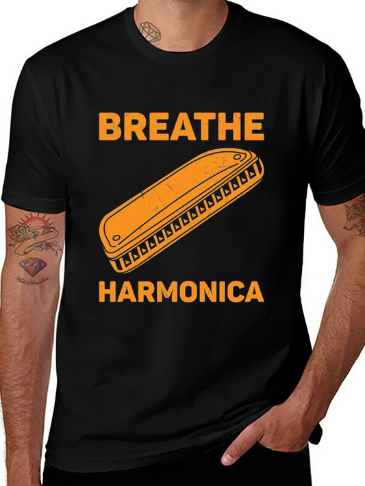 Breathe Harmonica Graphic T-Shirt - Music Lover Tee