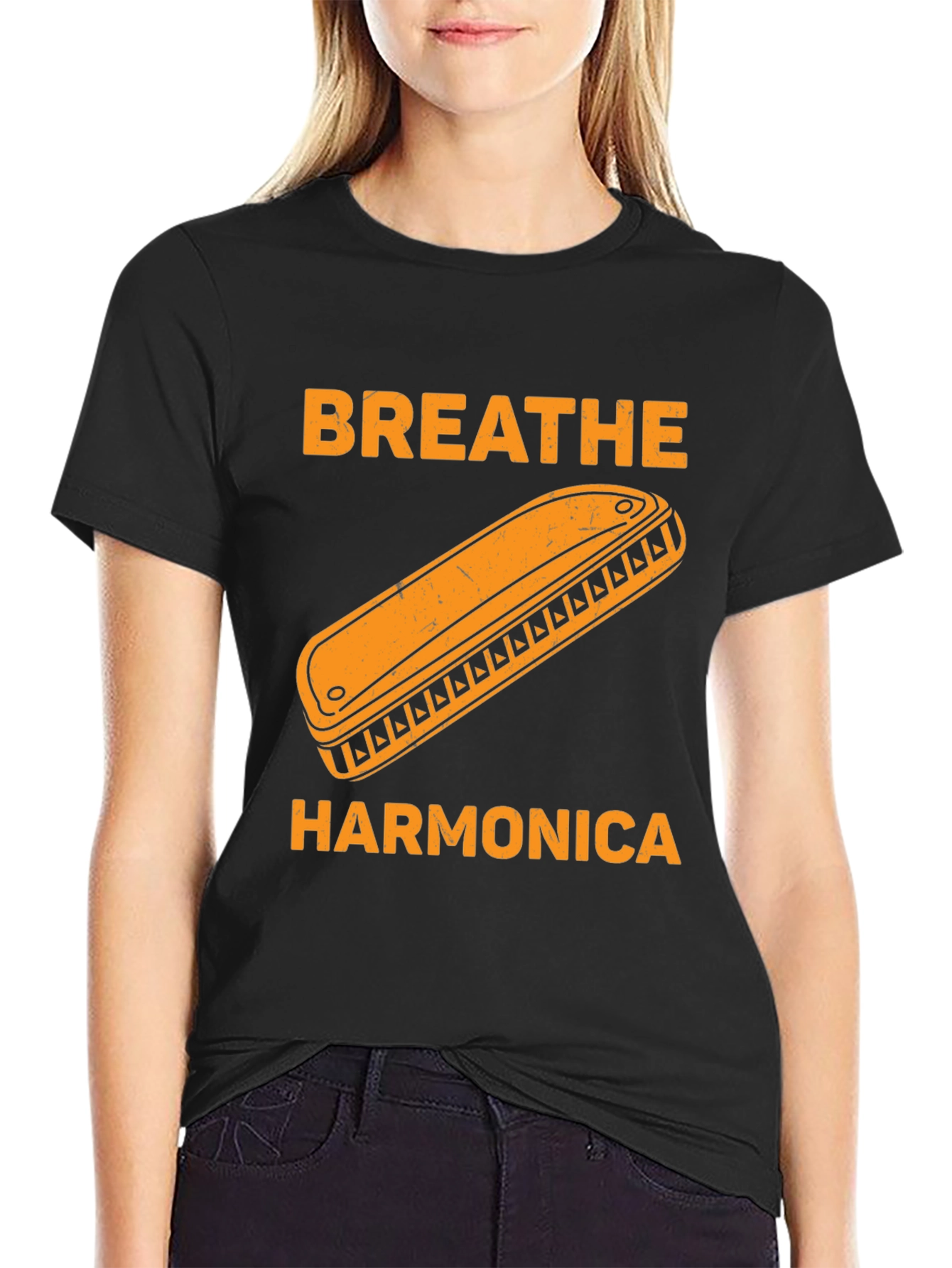 Breathe Harmonica Graphic T-Shirt - Music Lover Tee