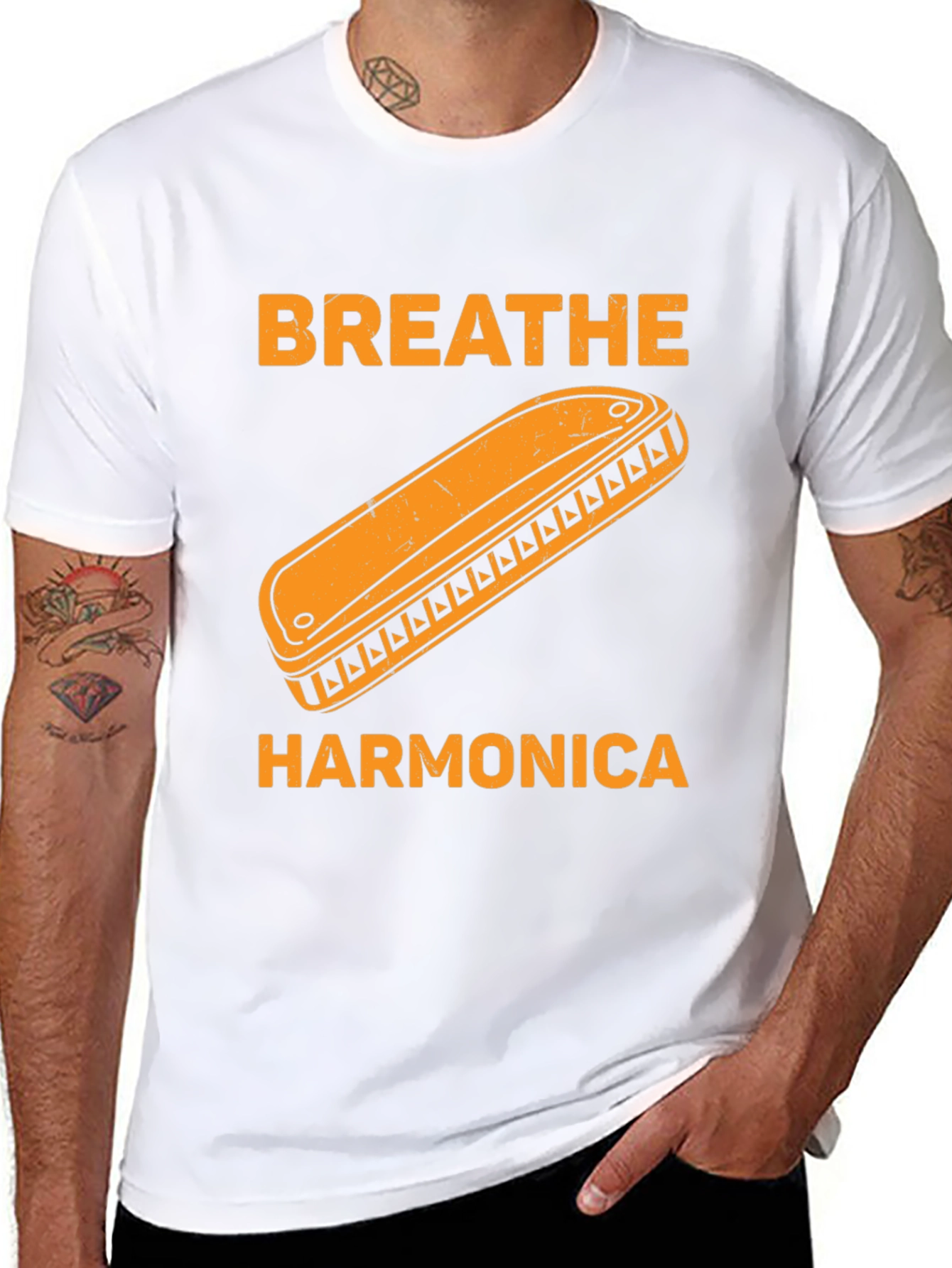 Breathe Harmonica Graphic T-Shirt - Music Lover Tee
