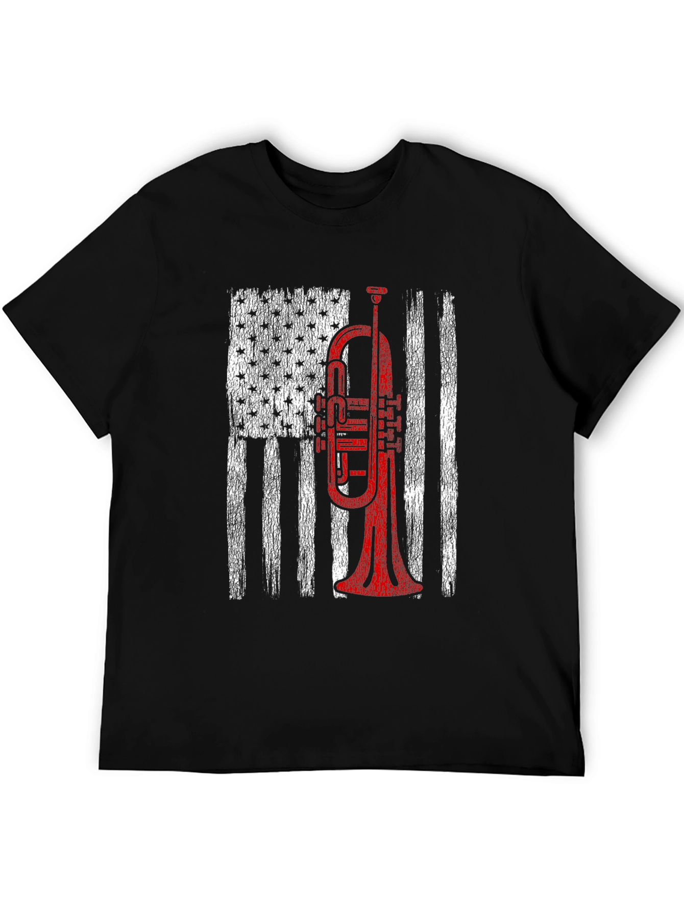 Trumpet American Flag Graphic T-Shirt