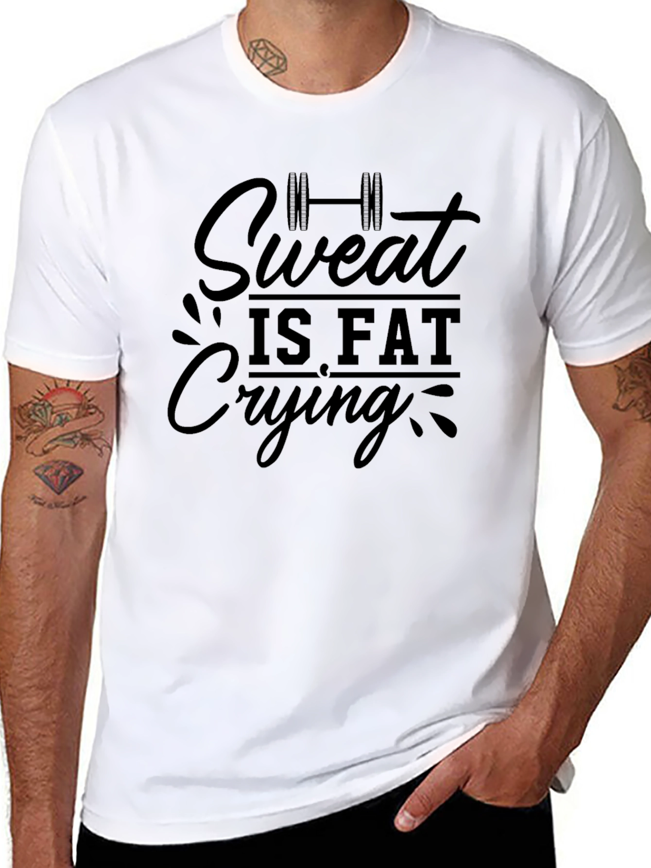 Sweat Is Fat Crying Black Graphic Tee