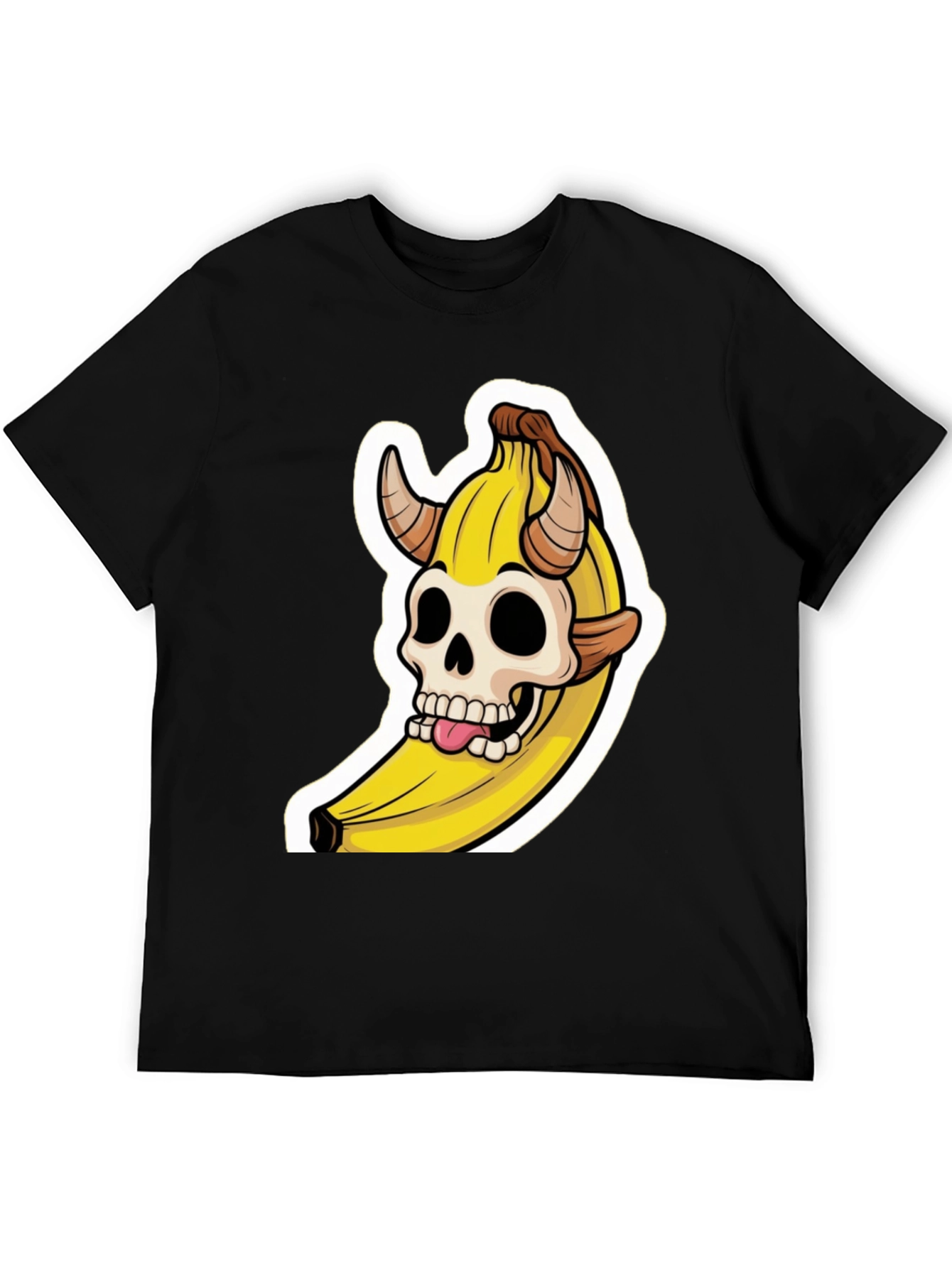 Banana Devil Skull Graphic T-Shirt