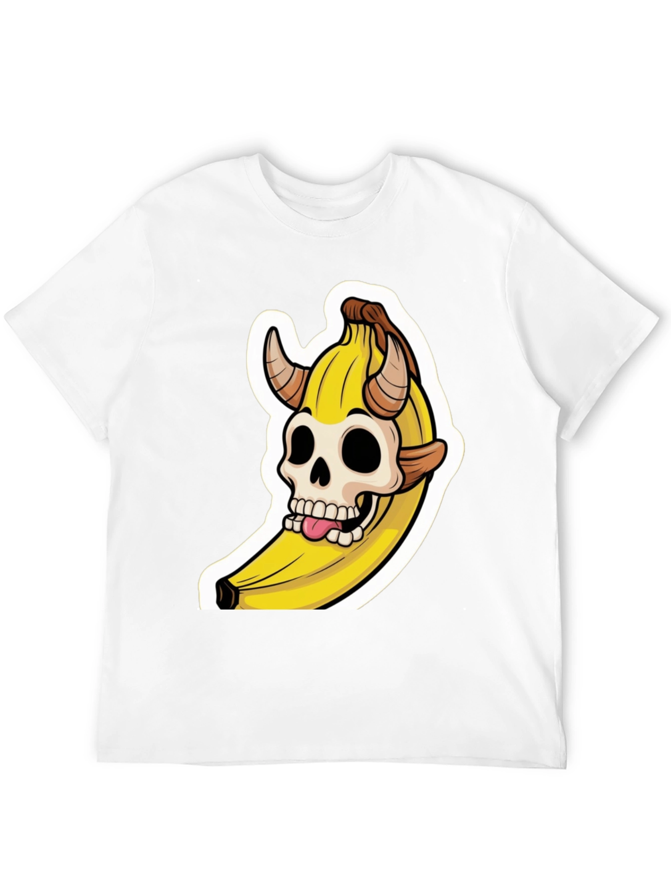 Banana Devil Skull Graphic T-Shirt