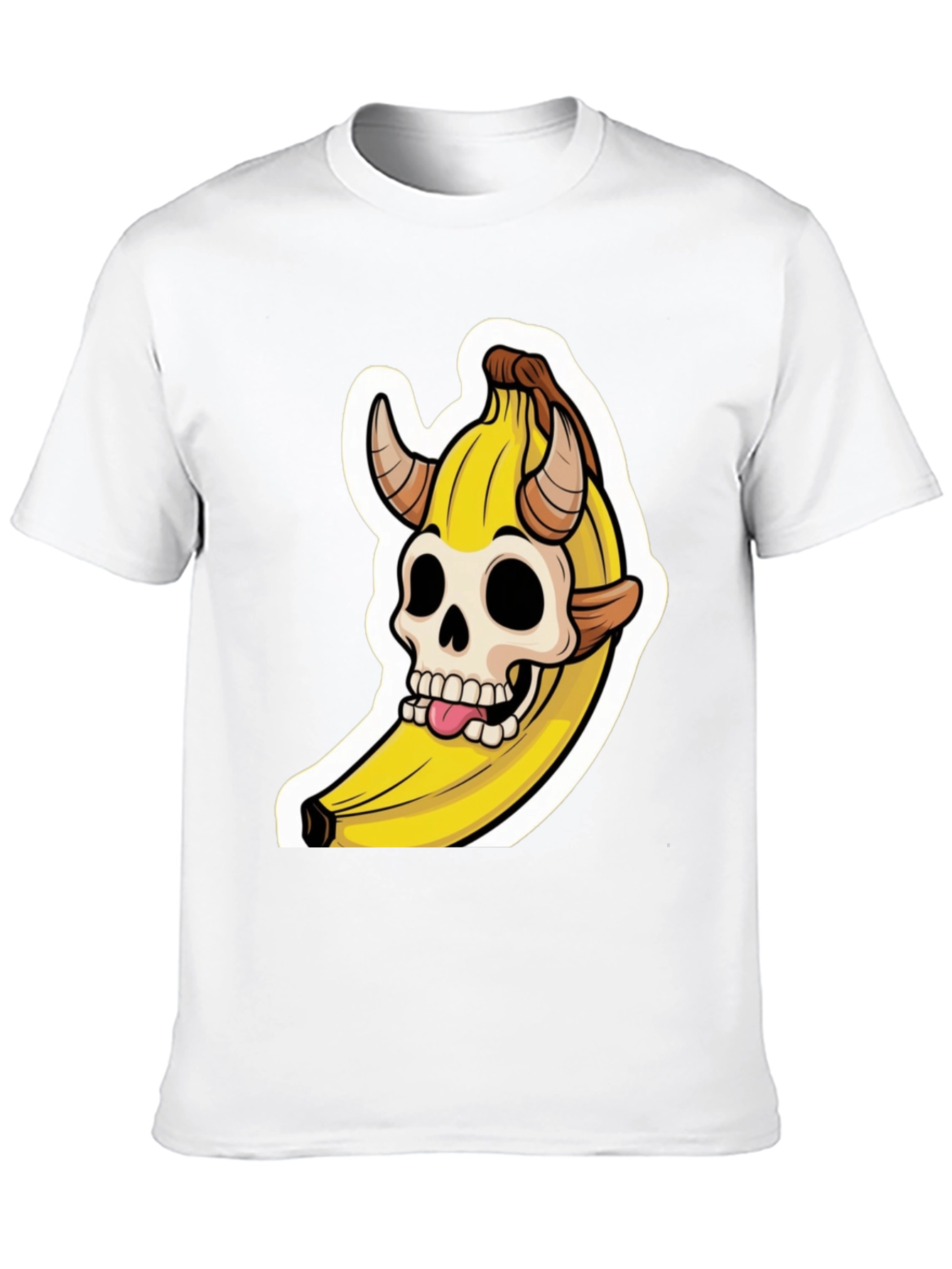 Banana Devil Skull Graphic T-Shirt