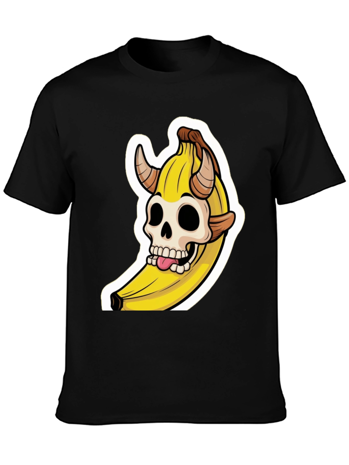 Banana Devil Skull Graphic T-Shirt