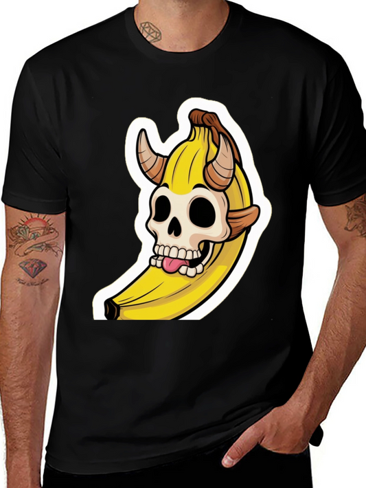 Banana Devil Skull Graphic T-Shirt