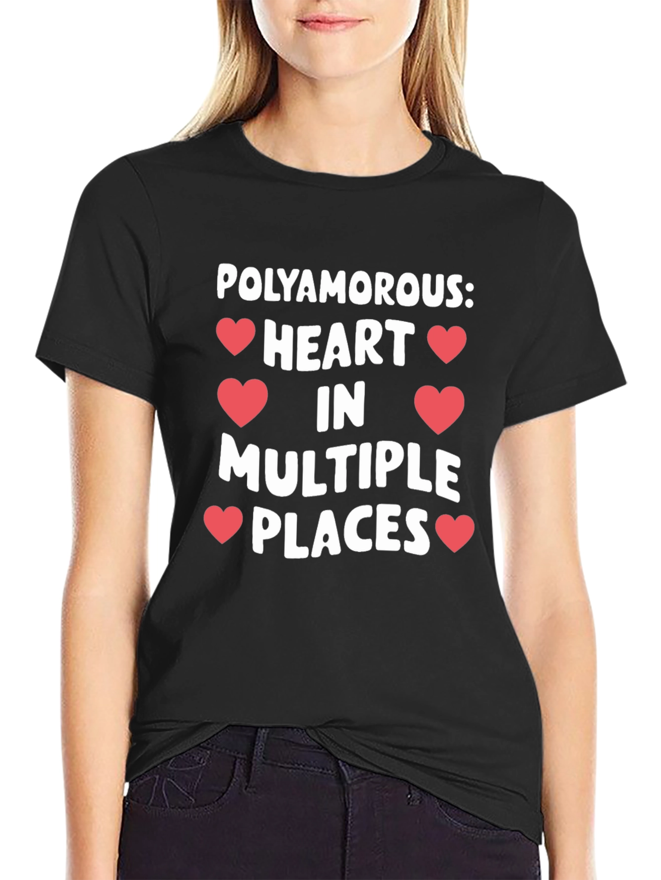 Polyamorous Heart Multiple Places Graphic T-Shirt