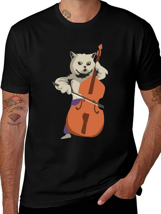 Cat Playing Bass T-Shirt - Funny Musician Tee