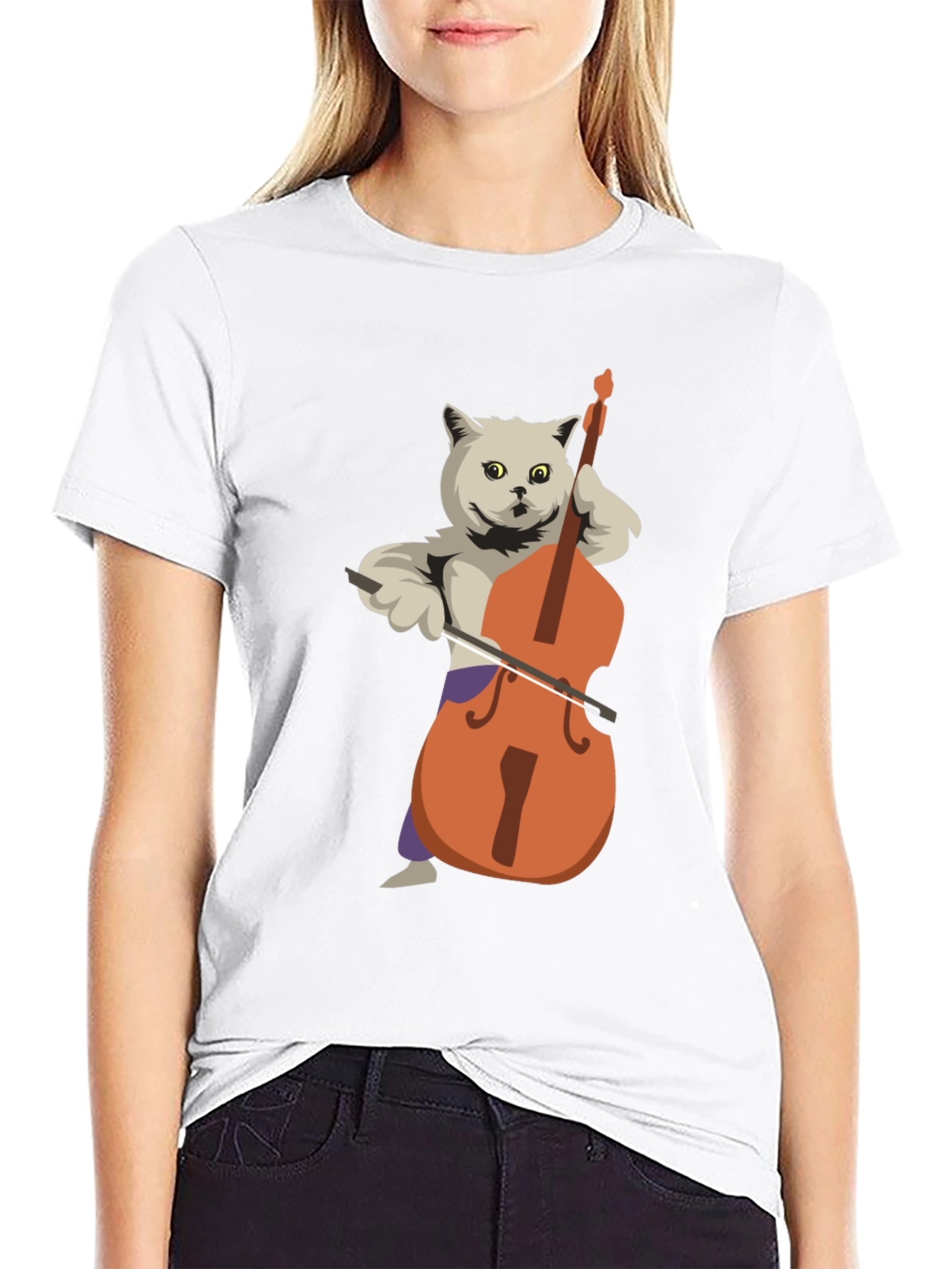 Cat Playing Bass T-Shirt - Funny Musician Tee