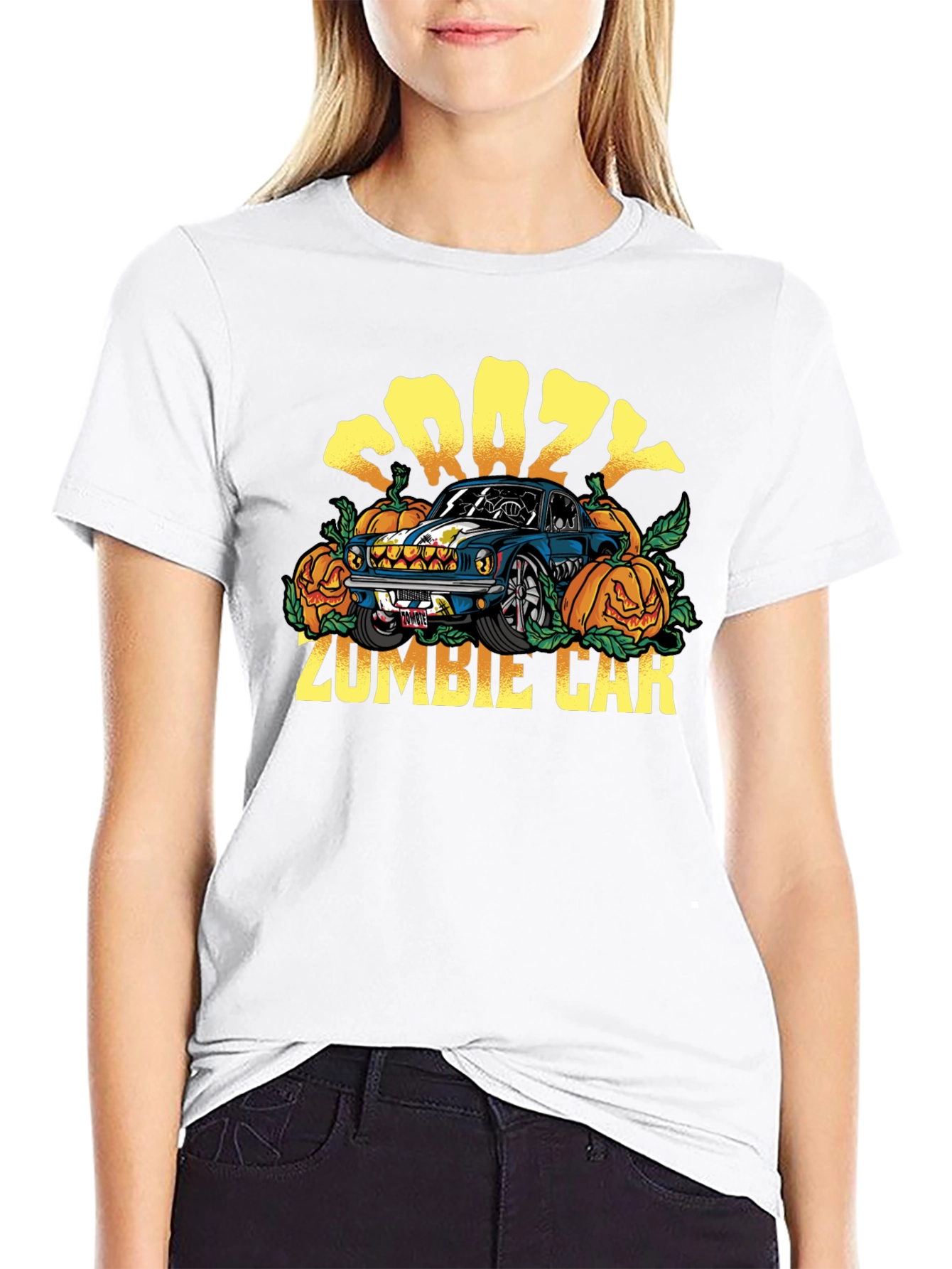Crazy Zombie Car Halloween T-Shirt
