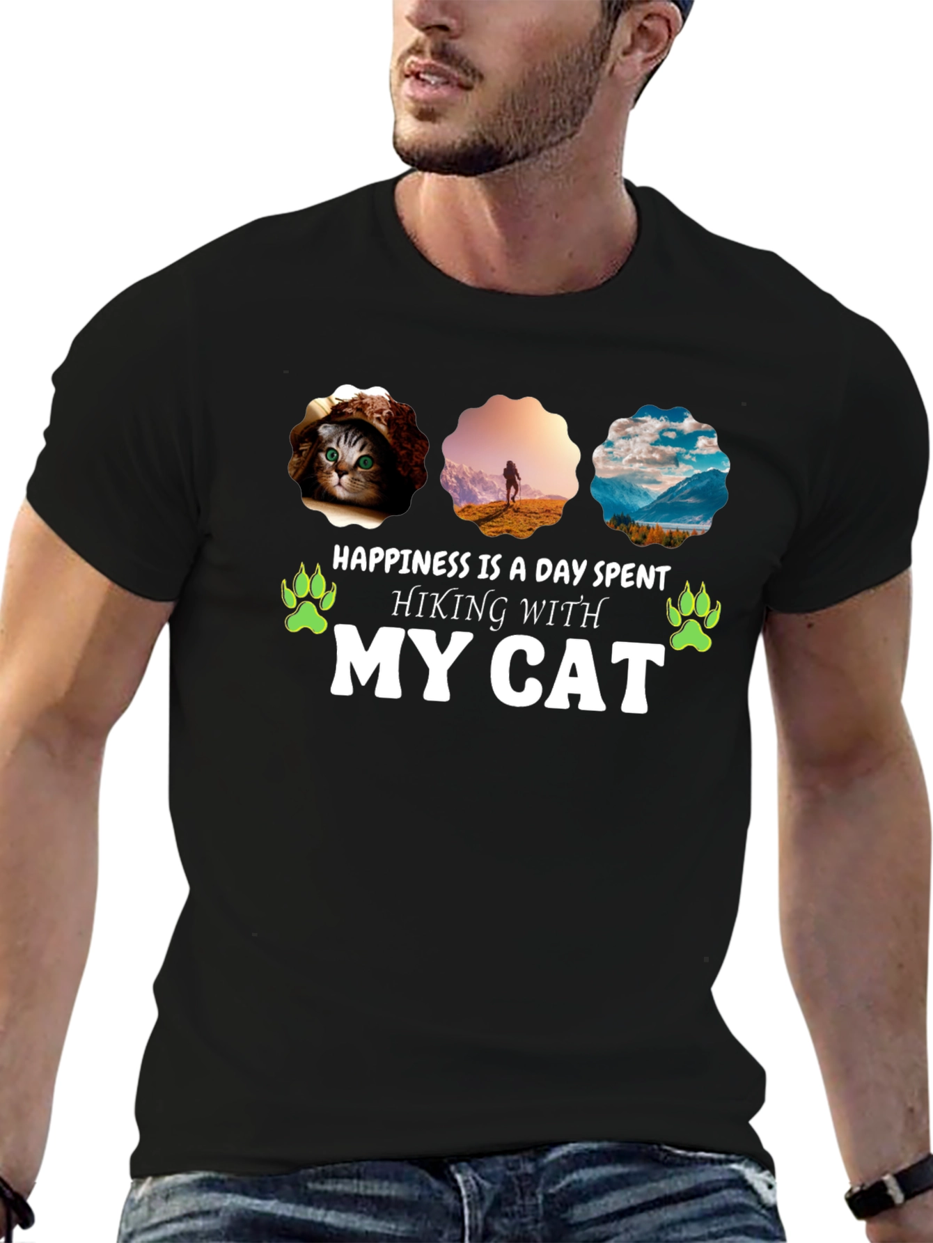 Hiking With My Cat Graphic Tee