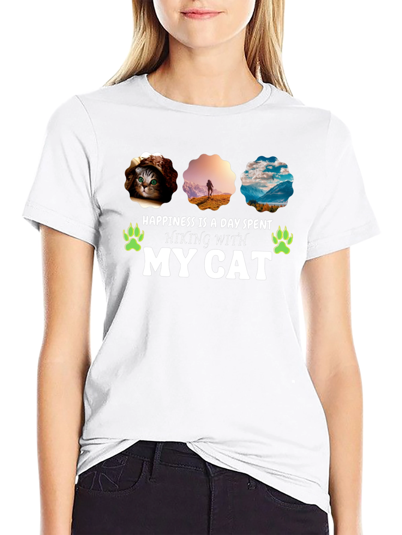 Hiking With My Cat Graphic Tee