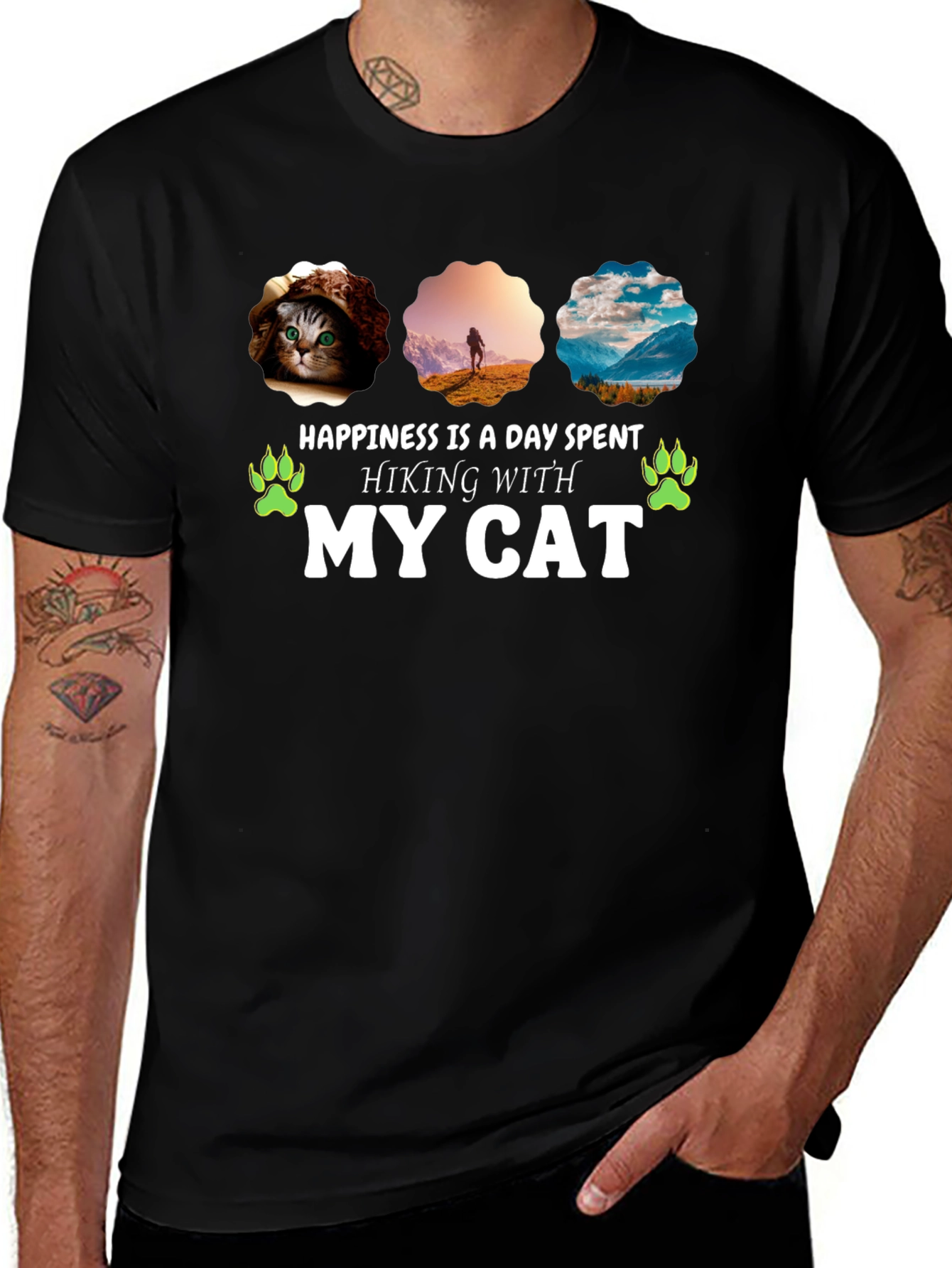 Hiking With My Cat Graphic Tee