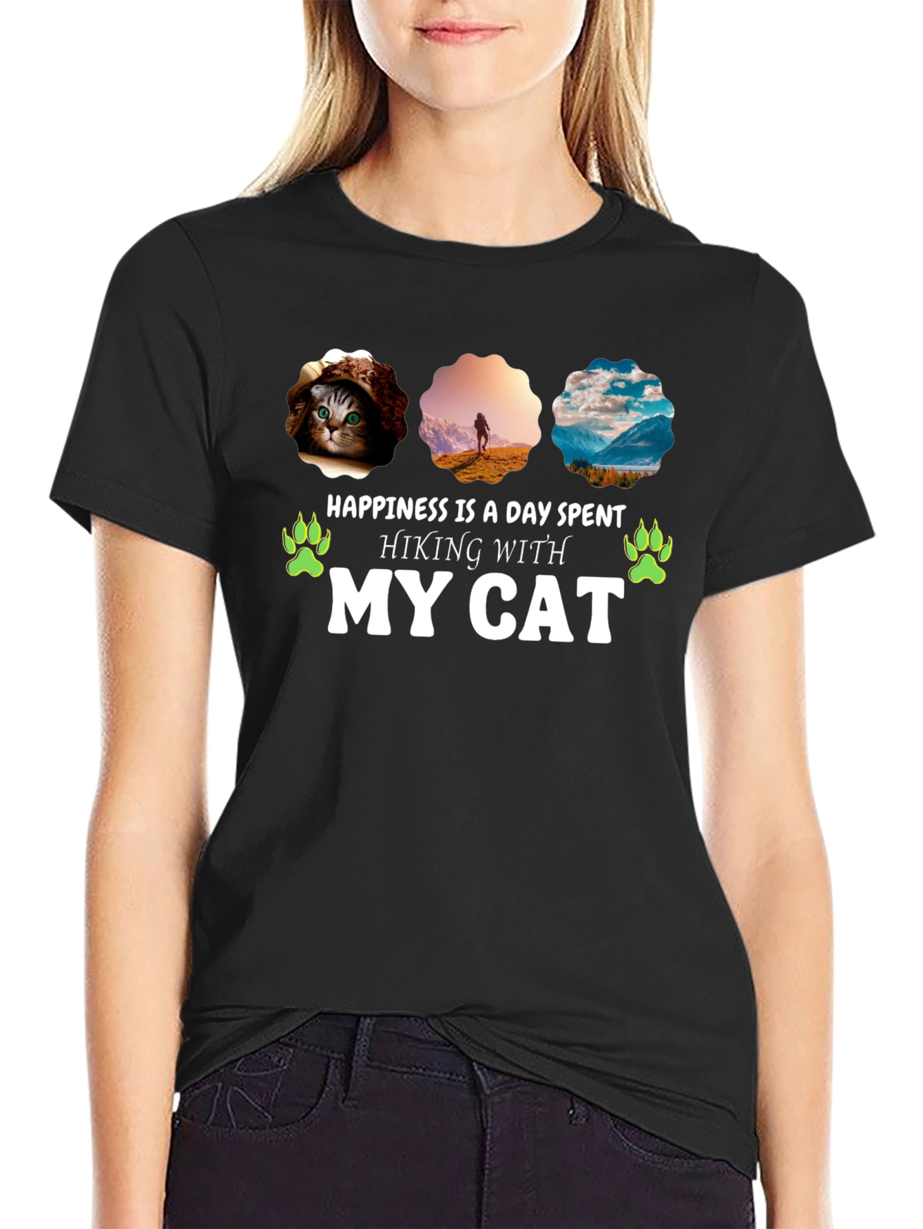 Hiking With My Cat Graphic Tee