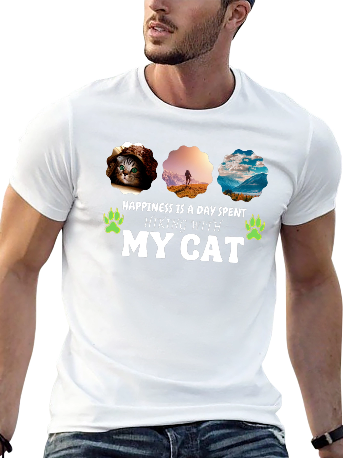 Hiking With My Cat Graphic Tee