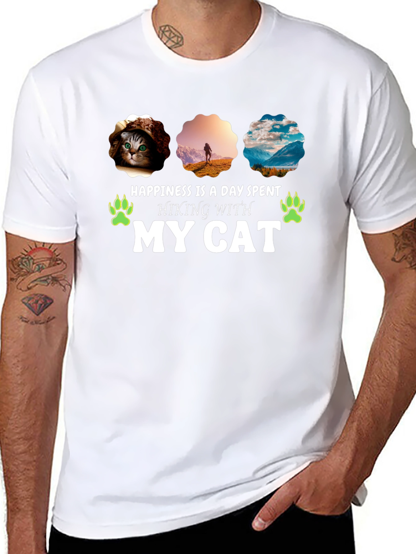 Hiking With My Cat Graphic Tee