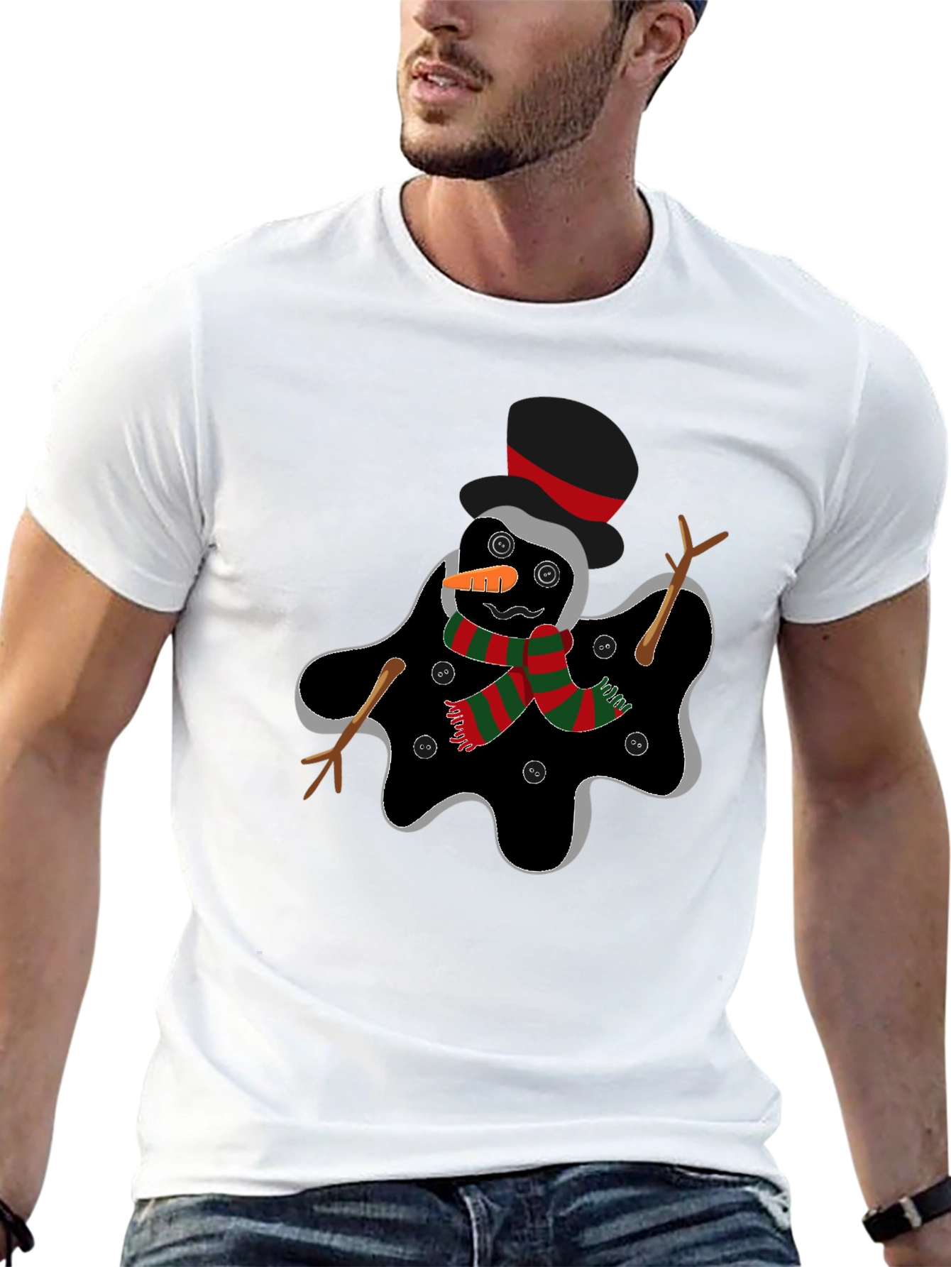 Melting Snowman Graphic Tee - Funny Holiday Shirt